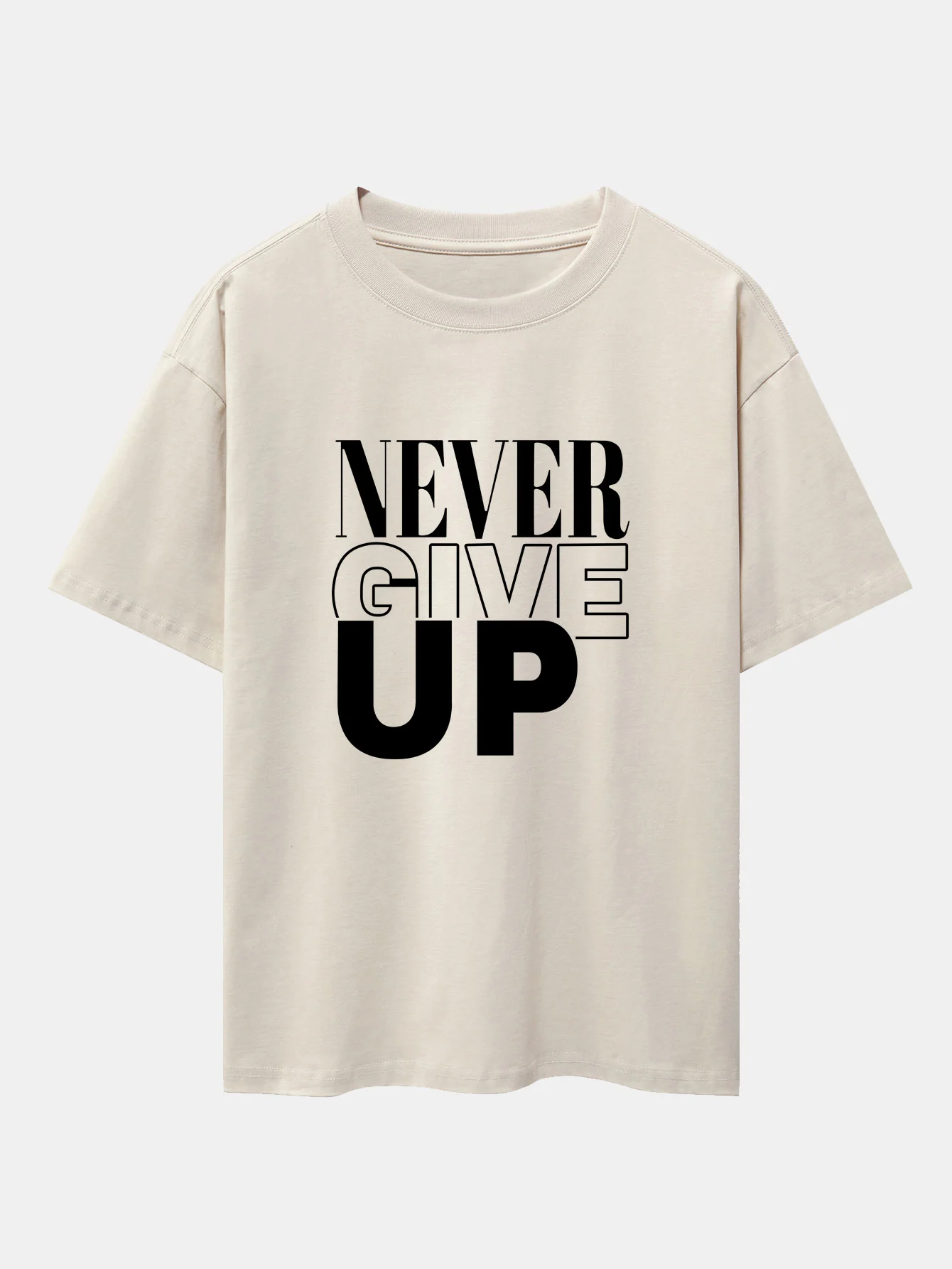 Never Give Up Print Drop Shoulder Oversize T-Shirt - Image 10