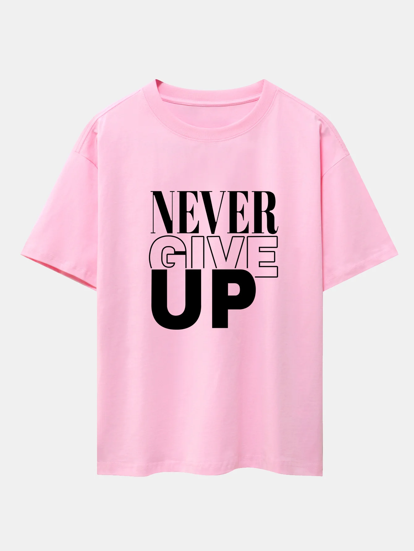 Never Give Up Print Drop Shoulder Oversize T-Shirt - Image 12