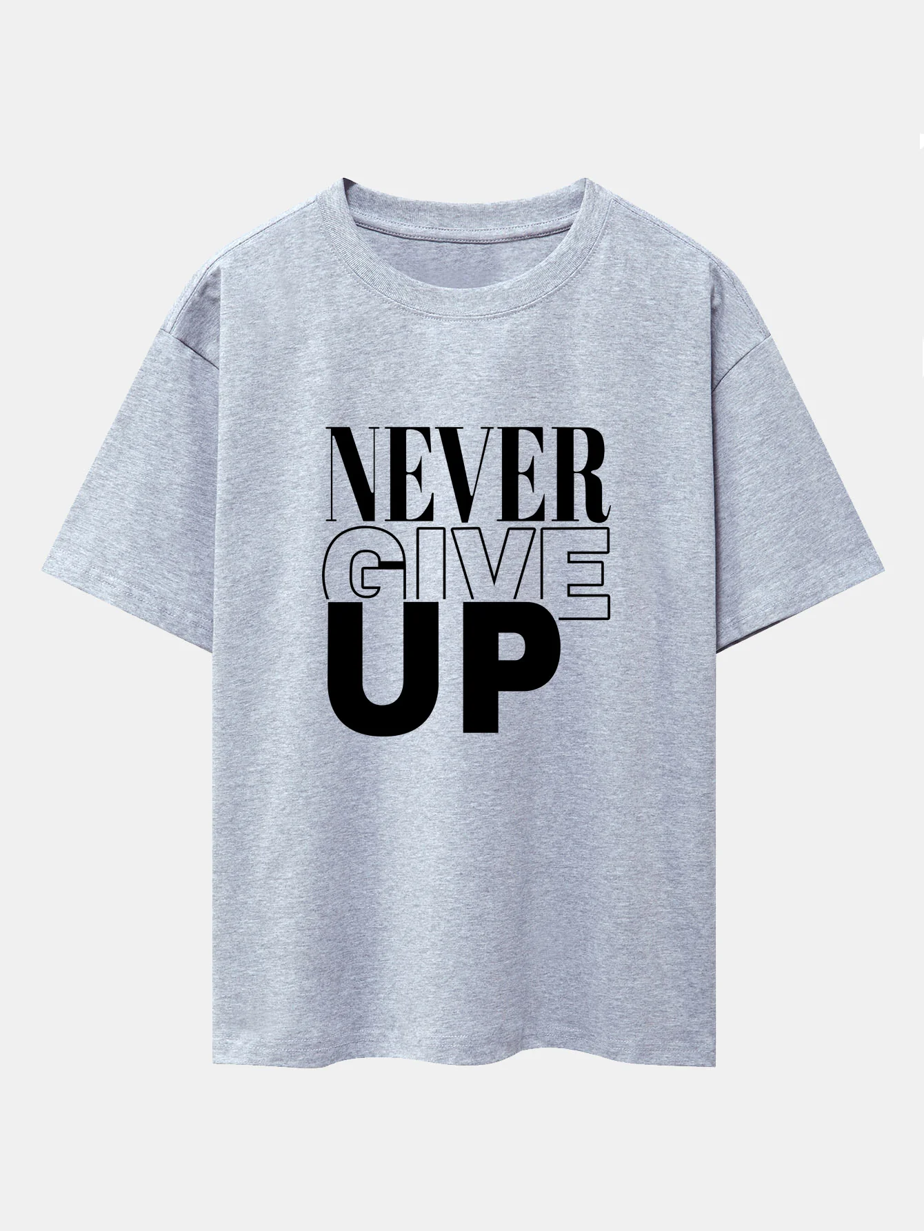 Never Give Up Print Drop Shoulder Oversize T-Shirt - Image 13