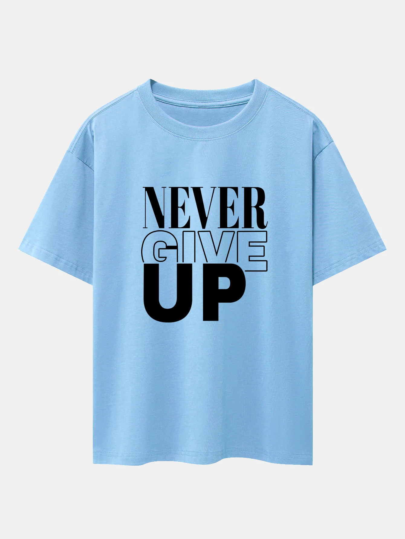 Never Give Up Print Drop Shoulder Oversize T-Shirt - Image 14