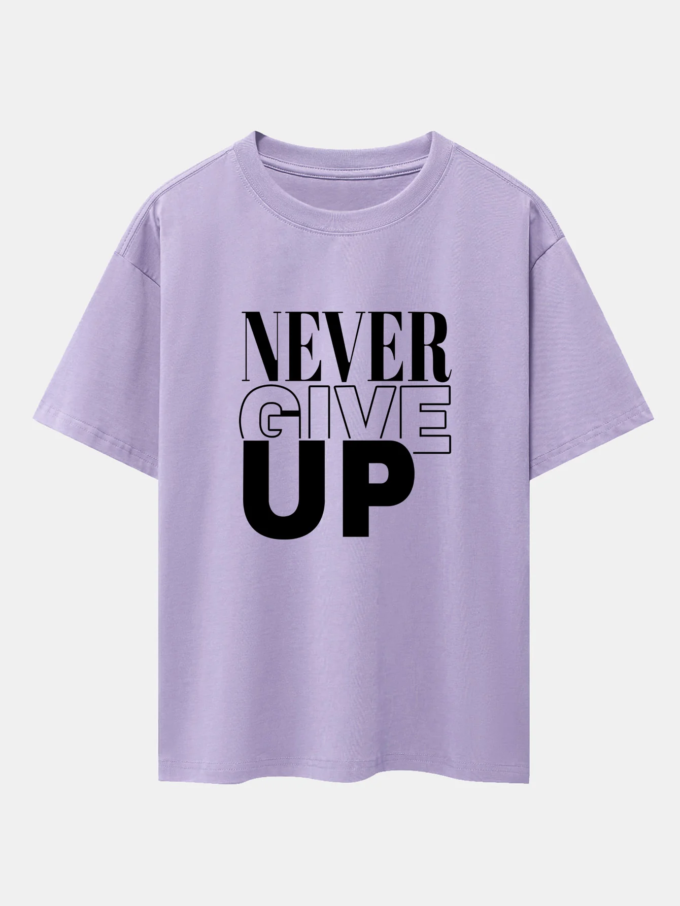 Never Give Up Print Drop Shoulder Oversize T-Shirt - Image 15