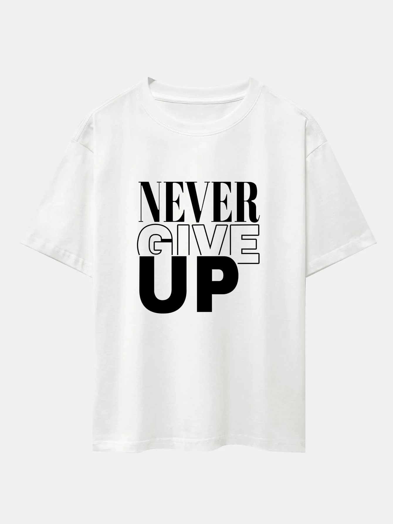 Never Give Up Print Drop Shoulder Oversize T-Shirt - Image 2