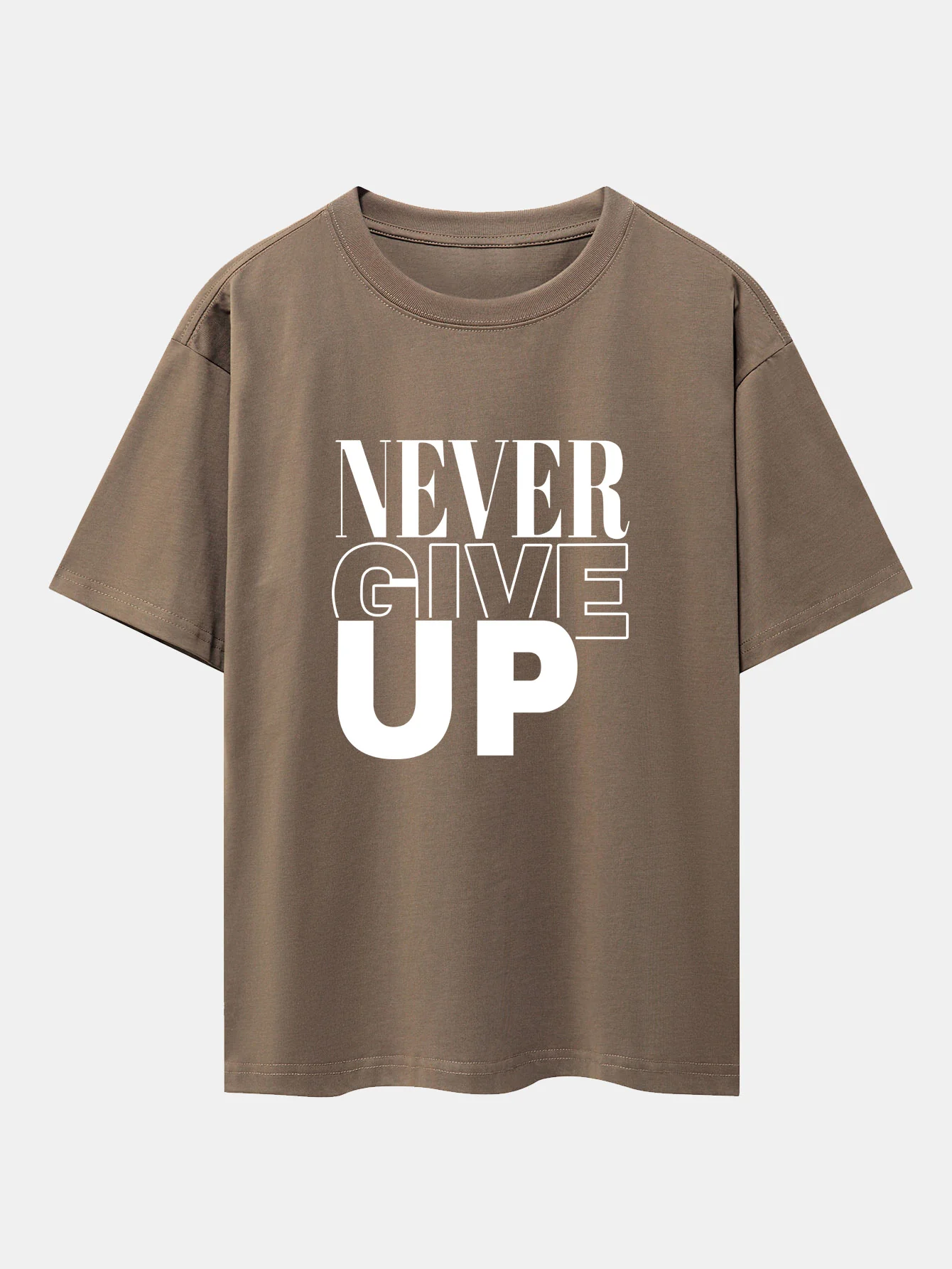 Never Give Up Print Drop Shoulder Oversize T-Shirt - Image 4