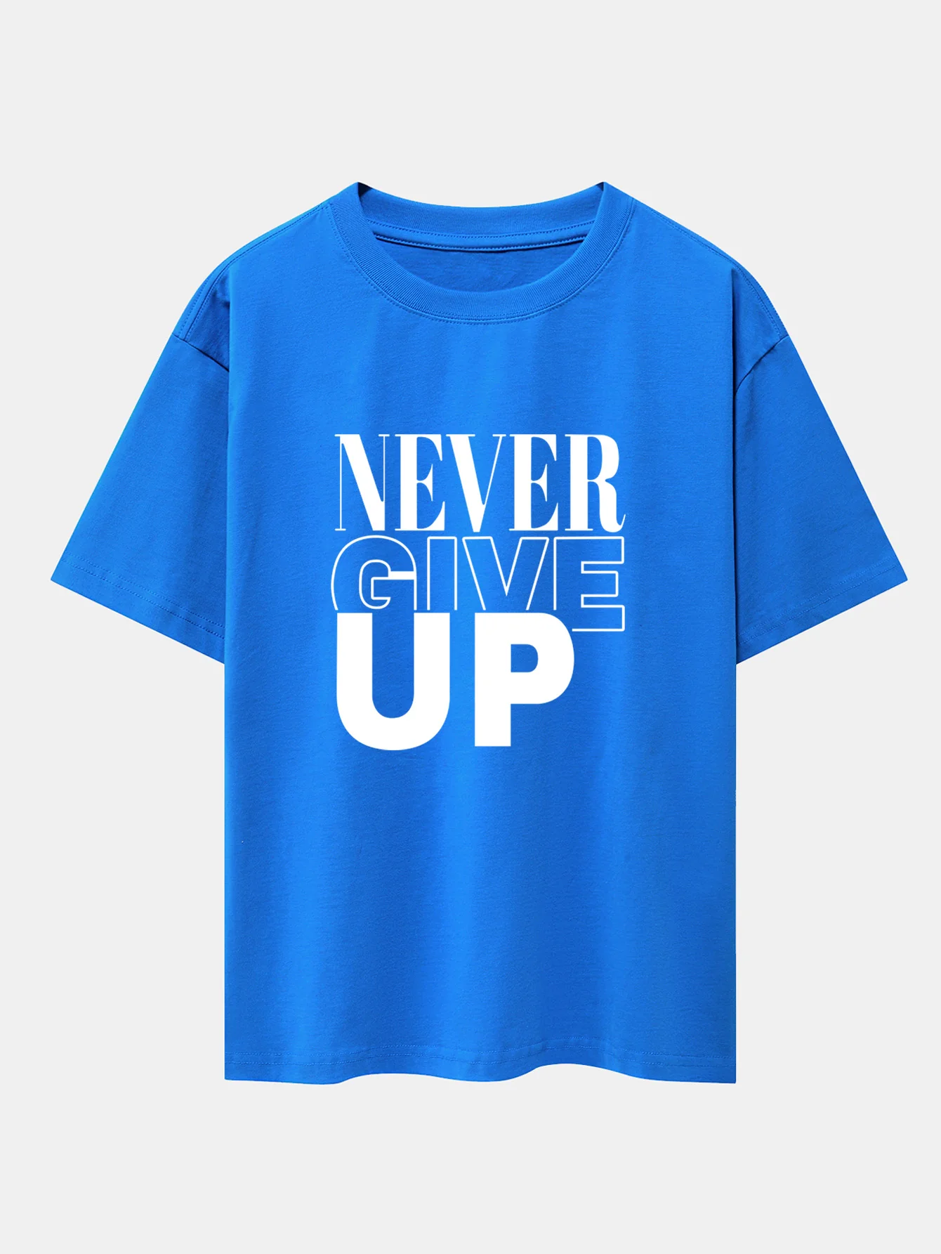 Never Give Up Print Drop Shoulder Oversize T-Shirt - Image 6