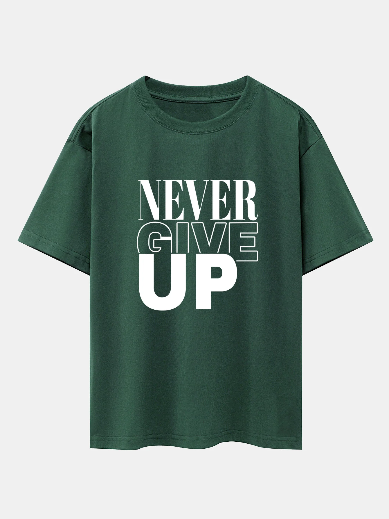 Never Give Up Print Drop Shoulder Oversize T-Shirt - Image 8