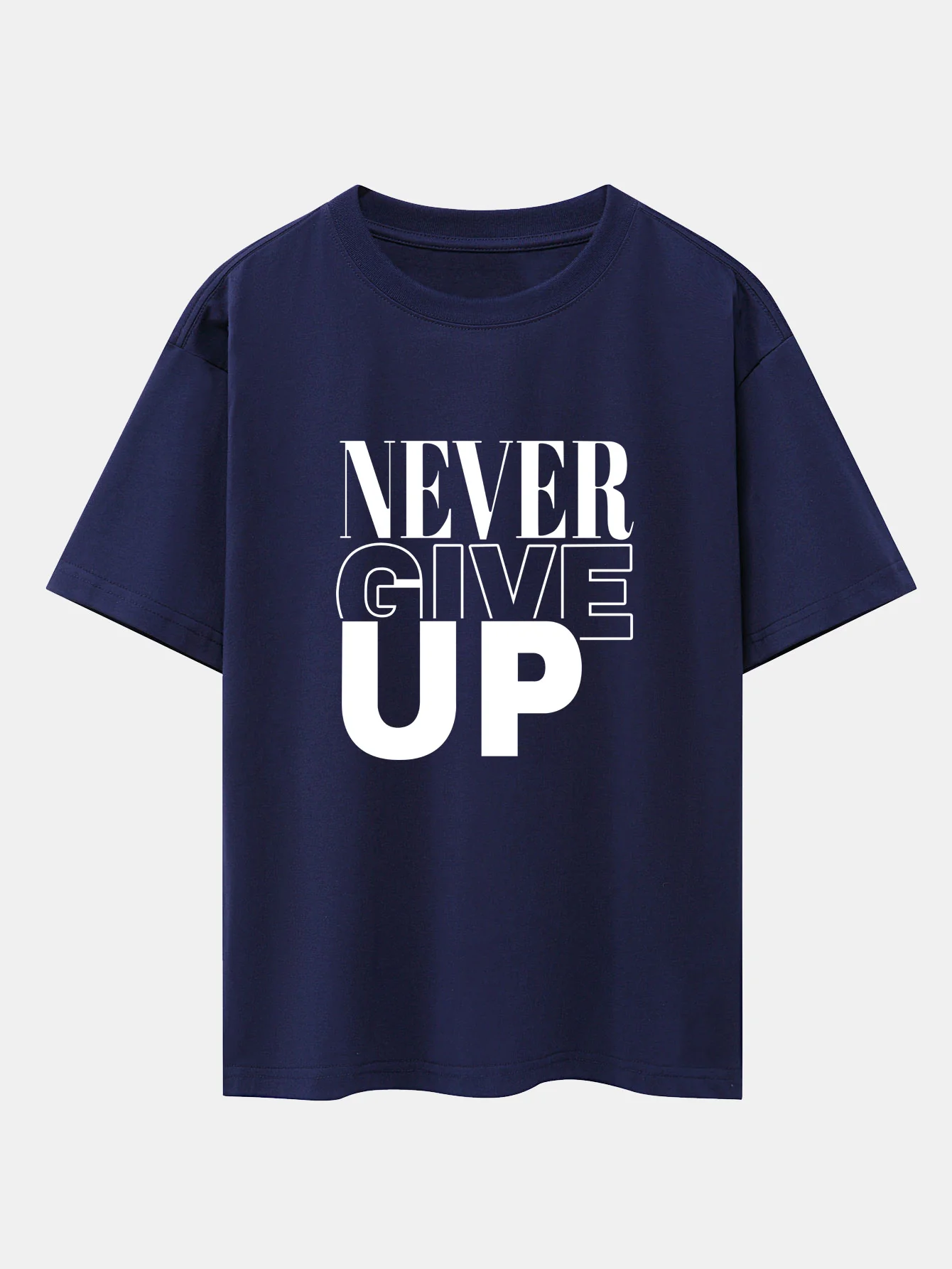 Never Give Up Print Drop Shoulder Oversize T-Shirt - Image 9