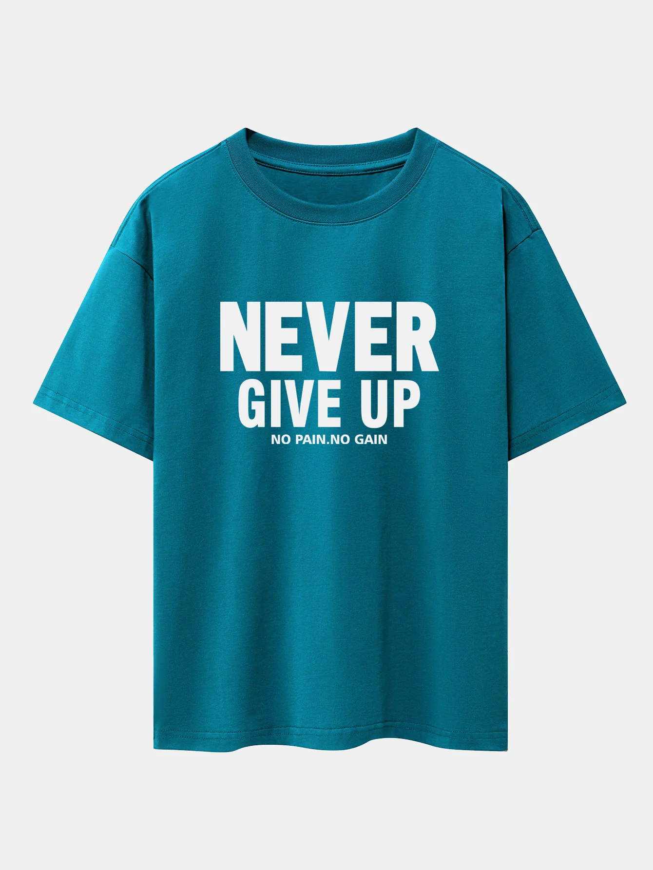 Never Give Up Print Drop Shoulder Oversize T-Shirt - Image 3