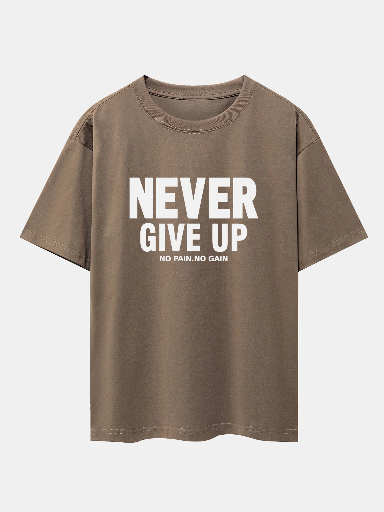 Never Give Up Print Drop Shoulder Oversize T-Shirt - Image 4