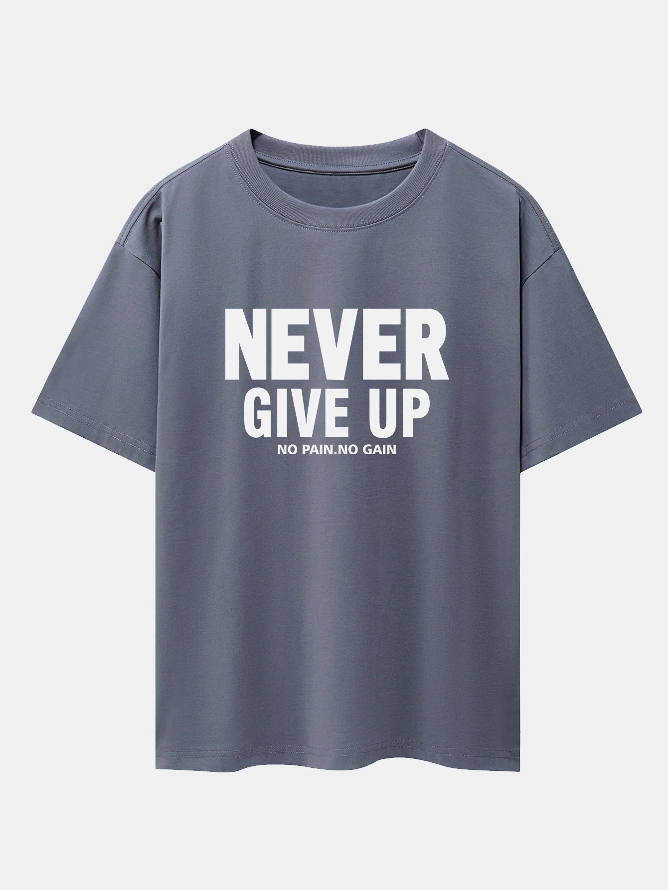 Never Give Up Print Drop Shoulder Oversize T-Shirt - Image 5