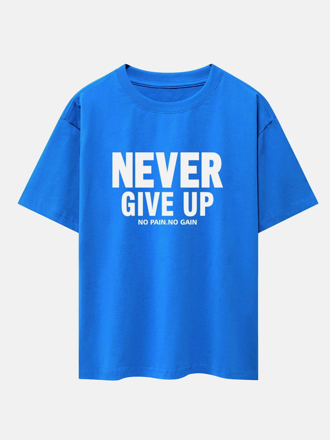 Never Give Up Print Drop Shoulder Oversize T-Shirt - Image 6