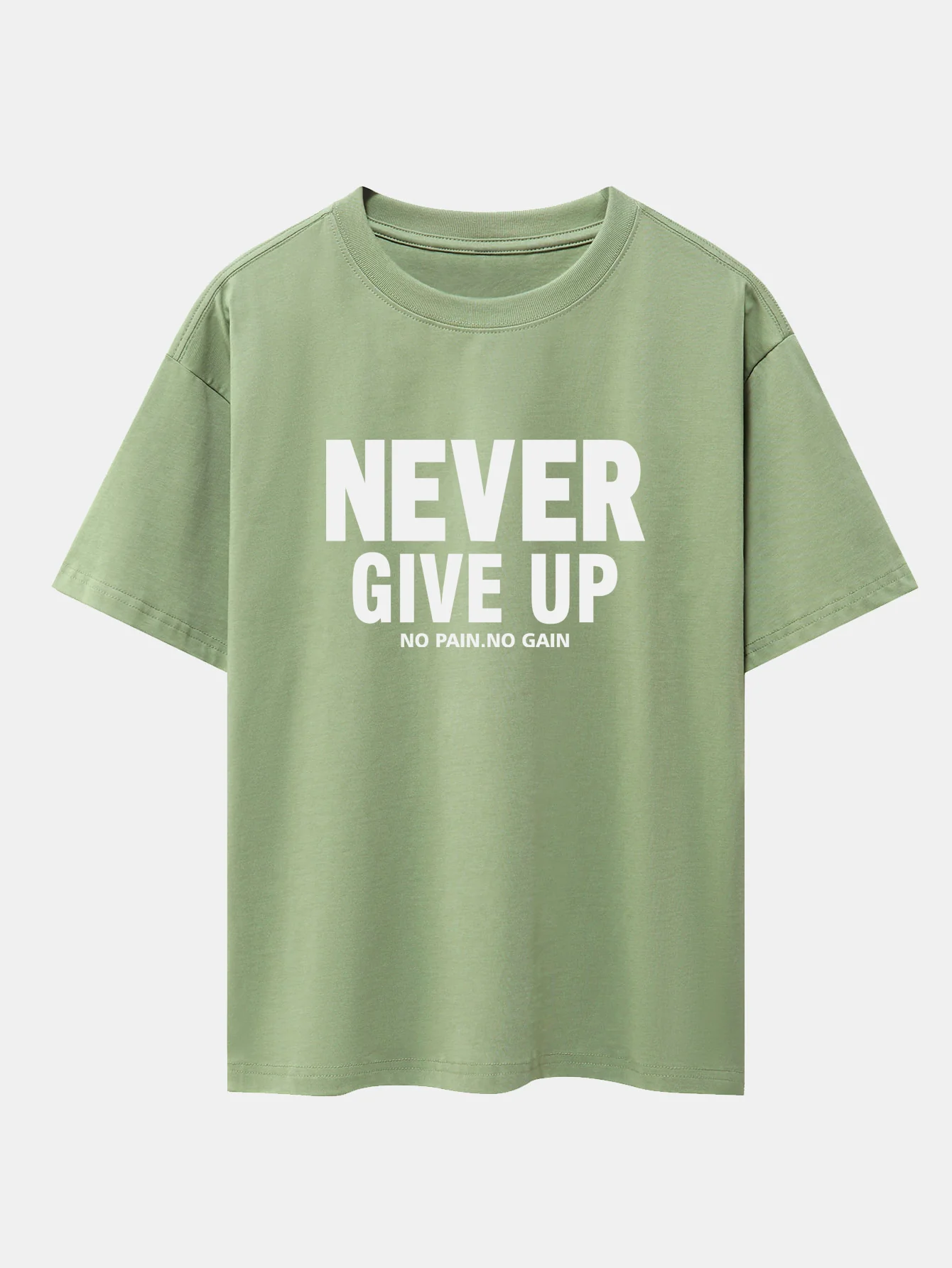 Never Give Up Print Drop Shoulder Oversize T-Shirt - Image 7