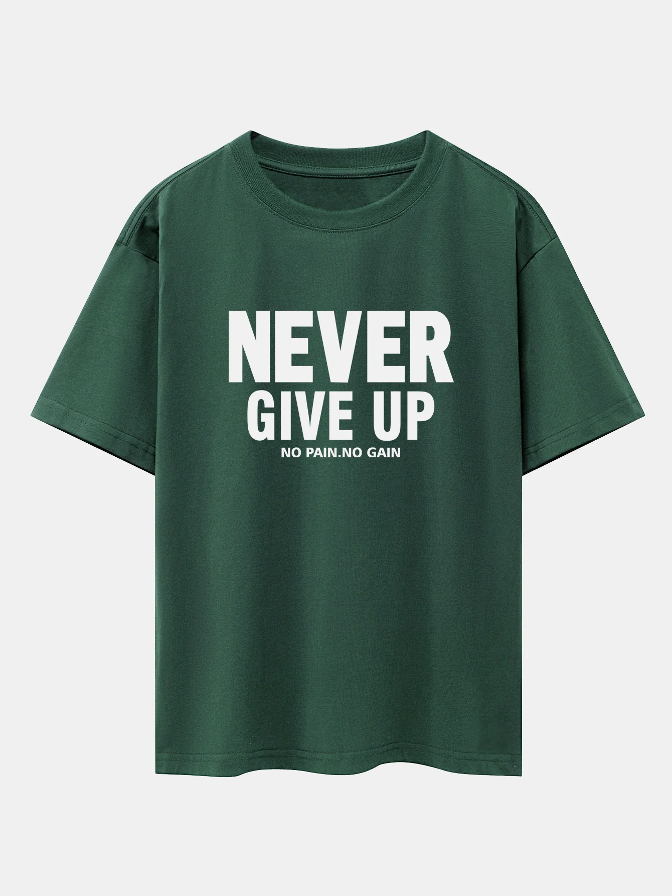 Never Give Up Print Drop Shoulder Oversize T-Shirt - Image 8