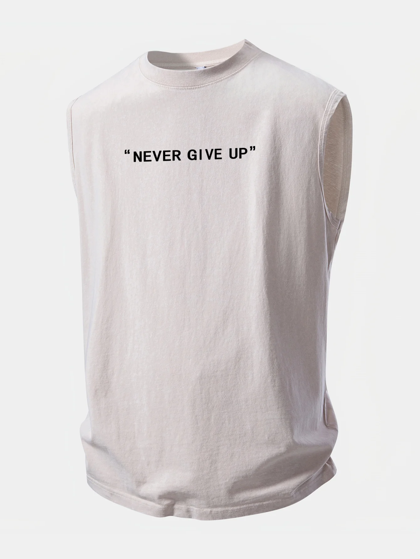 Never Give Up Print Washed Distressed Tank Top - Image 9