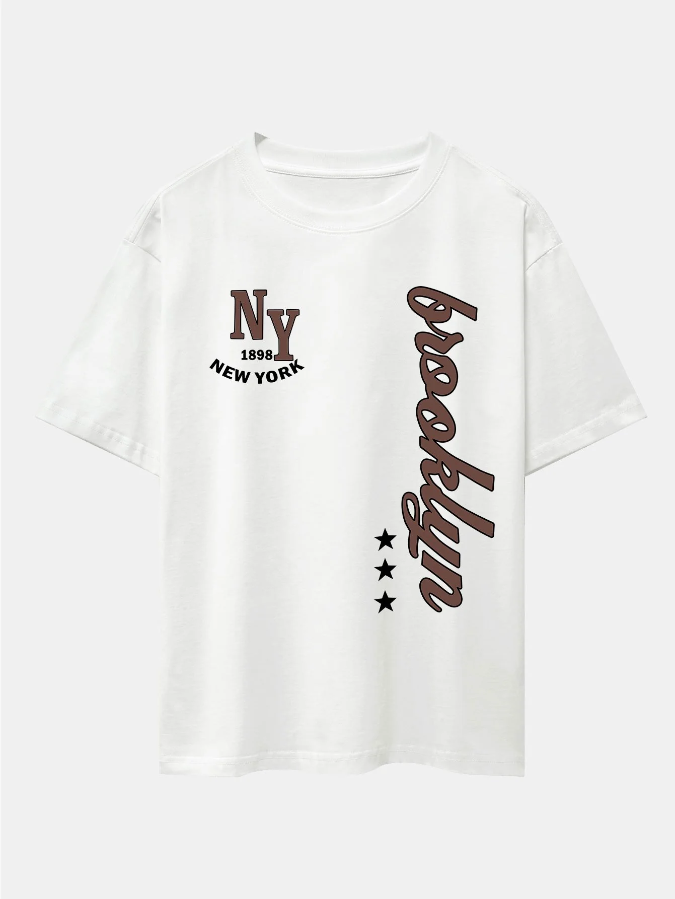 New York Brooklyn Print Drop Shoulder Oversize T-Shirt - Image 2