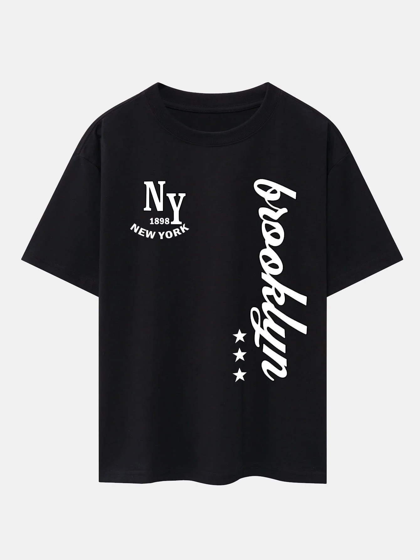 New York Brooklyn Print Drop Shoulder Oversize T-Shirt - Image 3