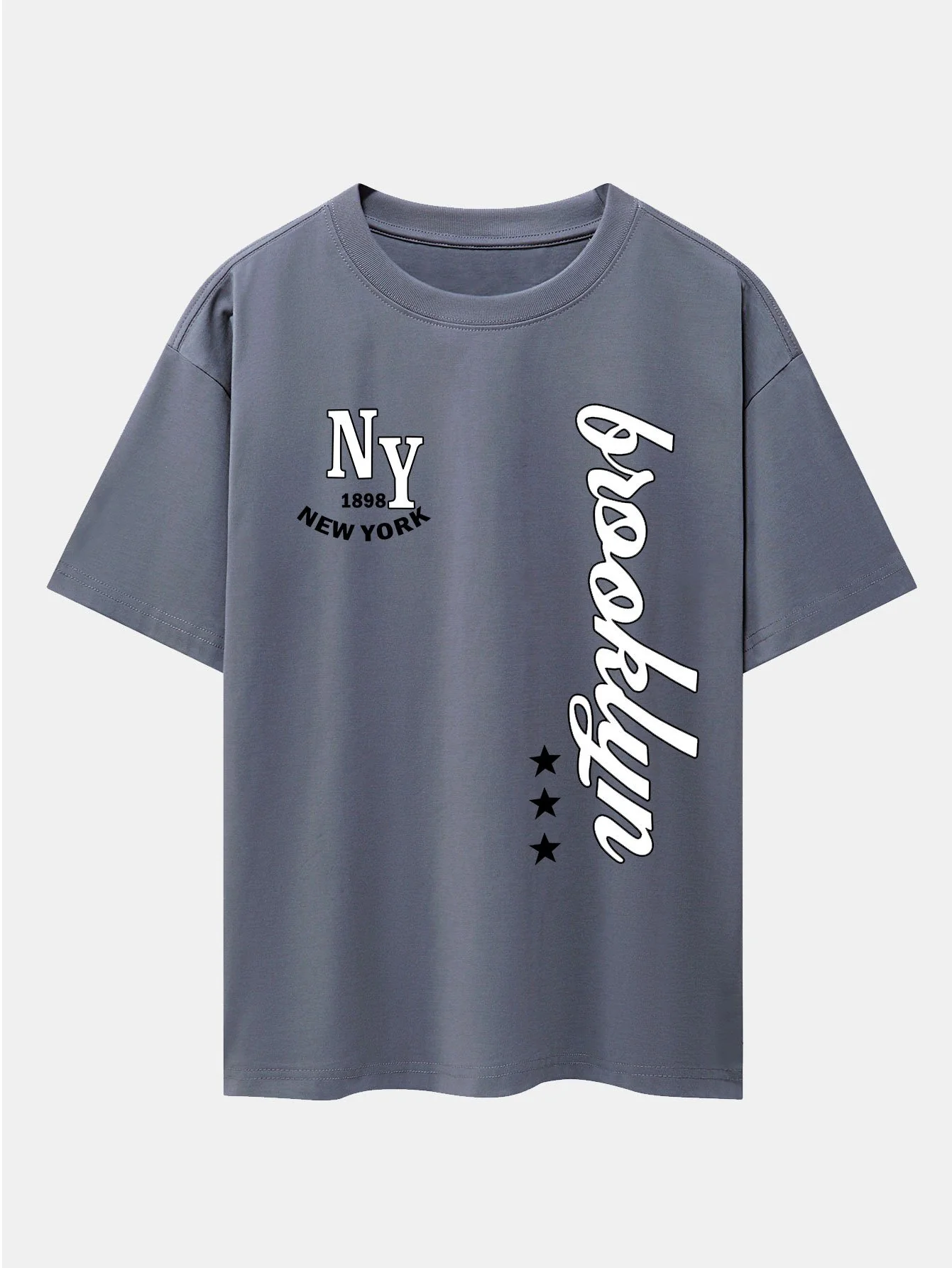New York Brooklyn Print Drop Shoulder Oversize T-Shirt - Image 4