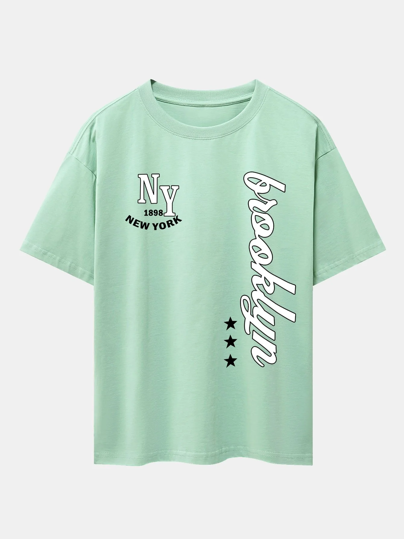 New York Brooklyn Print Drop Shoulder Oversize T-Shirt - Image 7
