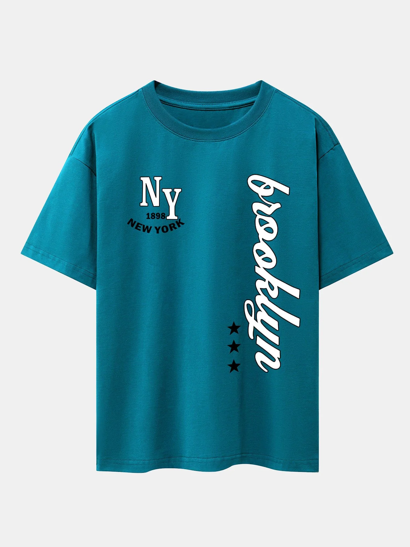 New York Brooklyn Print Drop Shoulder Oversize T-Shirt - Image 8