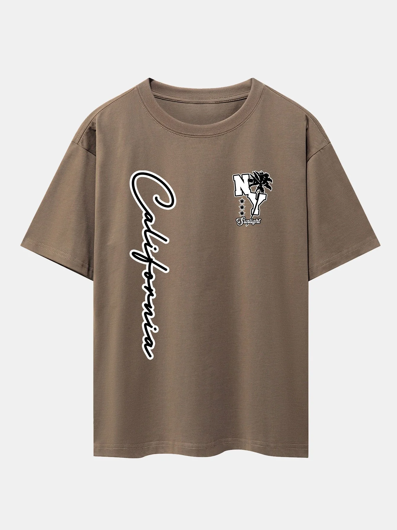 New York Kalifornien Palmenbaum Druck Drop Shoulder Oversize T-Shirt - Image 10