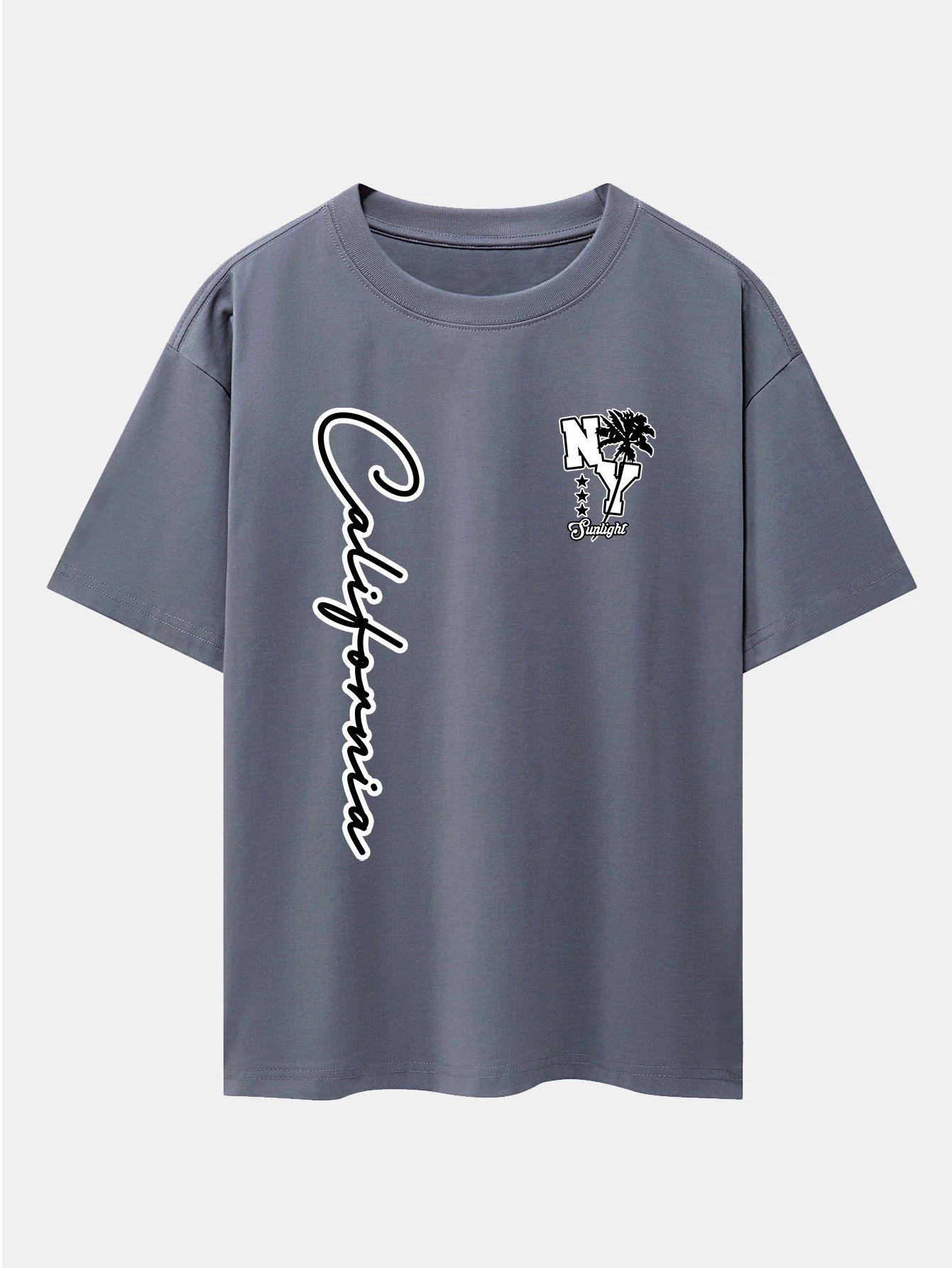 New York Kalifornien Palmenbaum Druck Drop Shoulder Oversize T-Shirt - Image 11