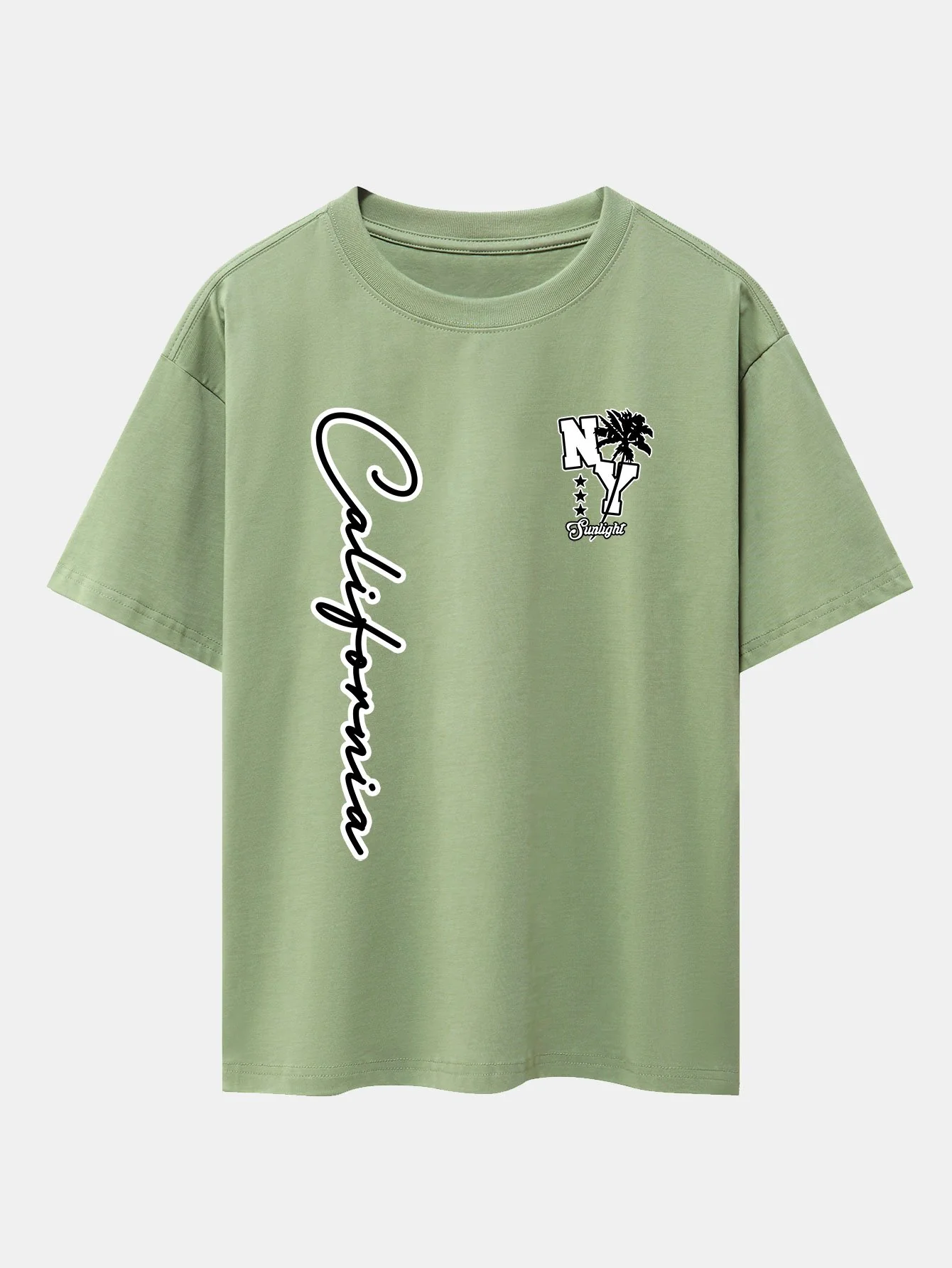New York Kalifornien Palmenbaum Druck Drop Shoulder Oversize T-Shirt - Image 12