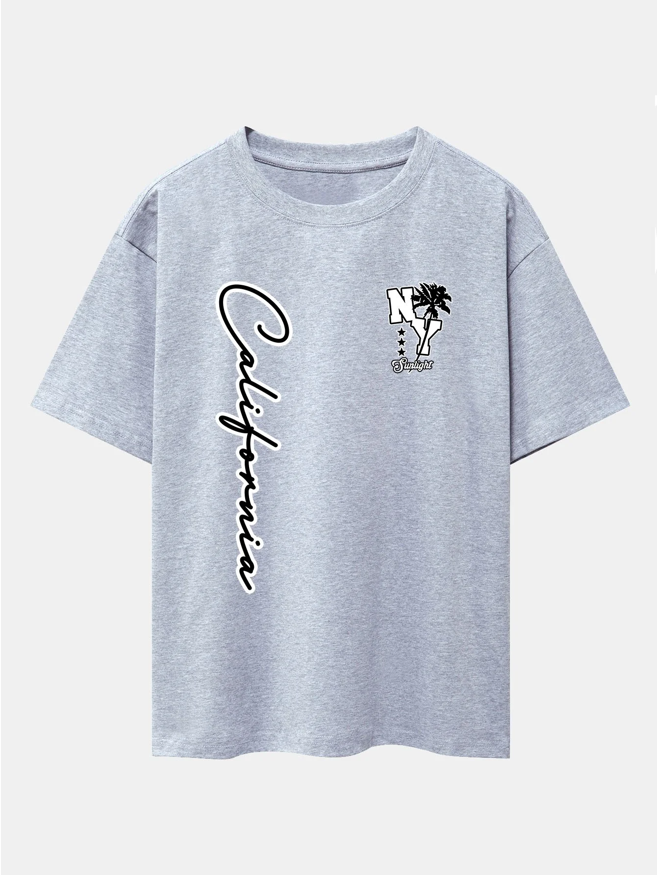 New York Kalifornien Palmenbaum Druck Drop Shoulder Oversize T-Shirt - Image 14