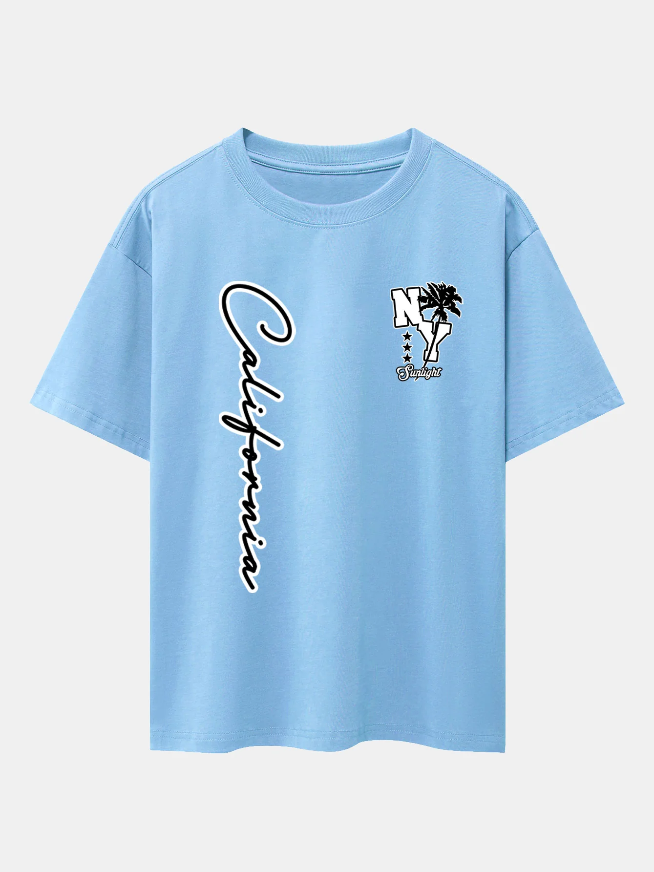 New York Kalifornien Palmenbaum Druck Drop Shoulder Oversize T-Shirt - Image 2