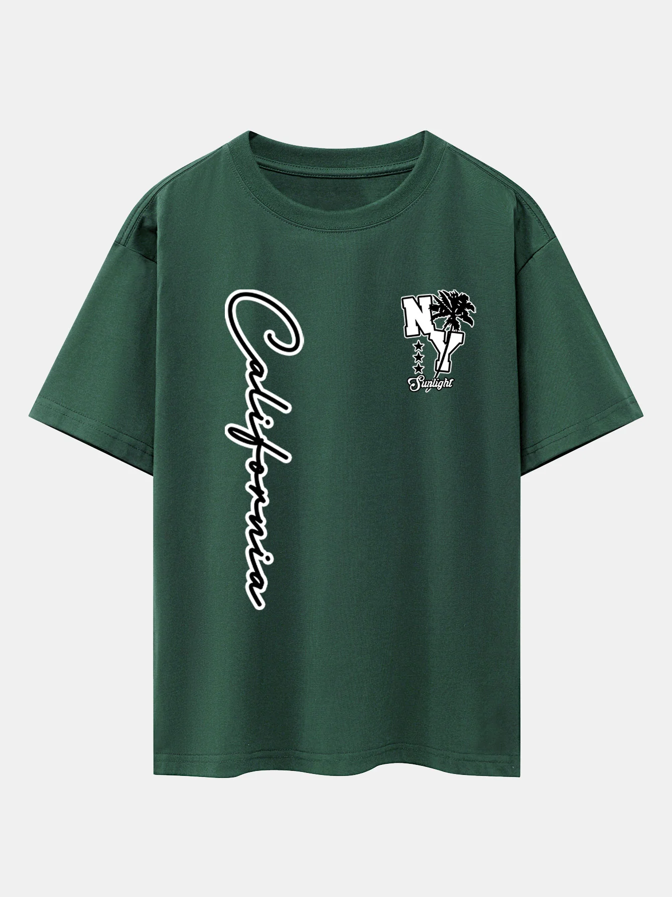 New York Kalifornien Palmenbaum Druck Drop Shoulder Oversize T-Shirt - Image 3
