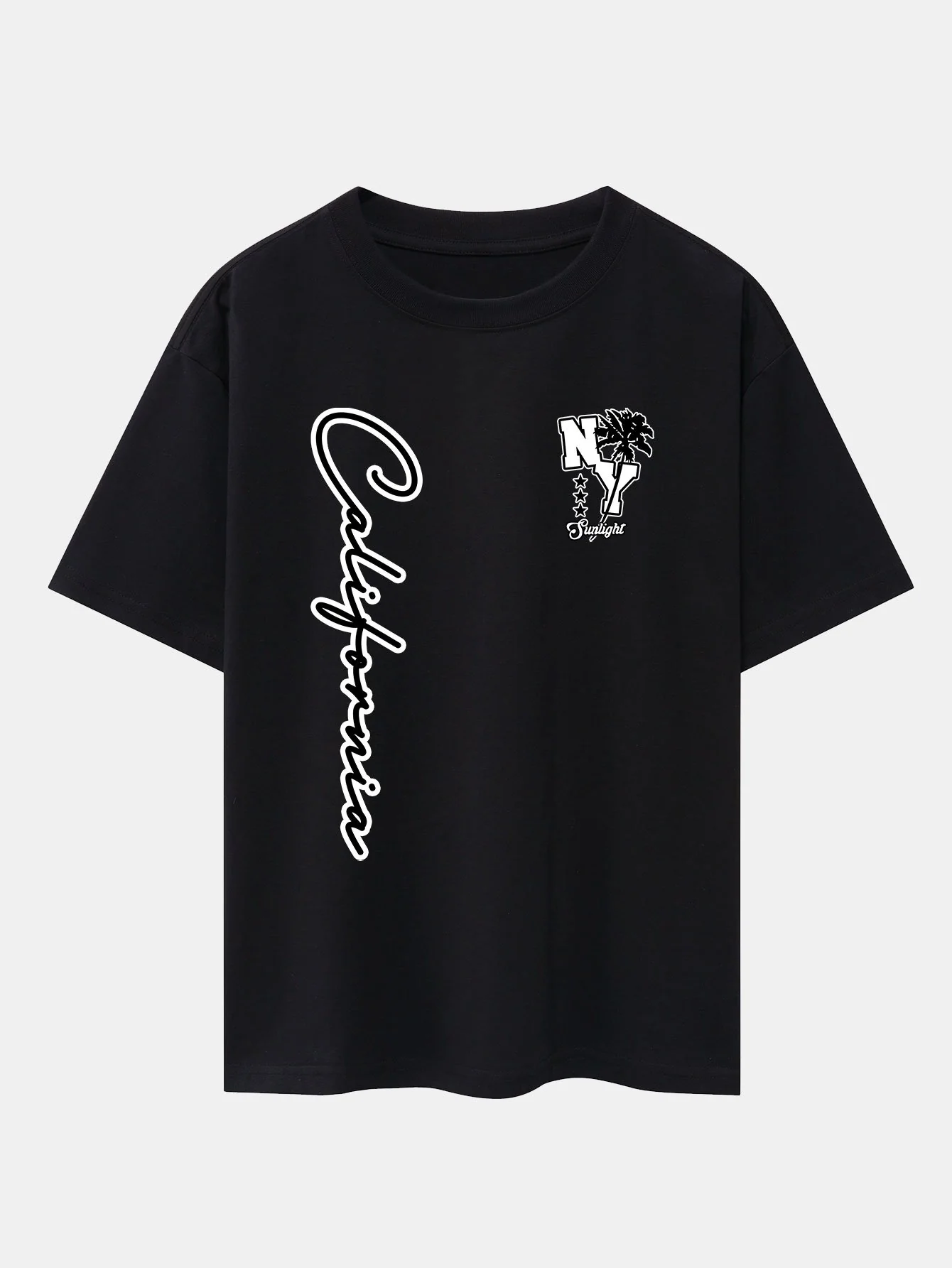 New York Kalifornien Palmenbaum Druck Drop Shoulder Oversize T-Shirt - Image 5