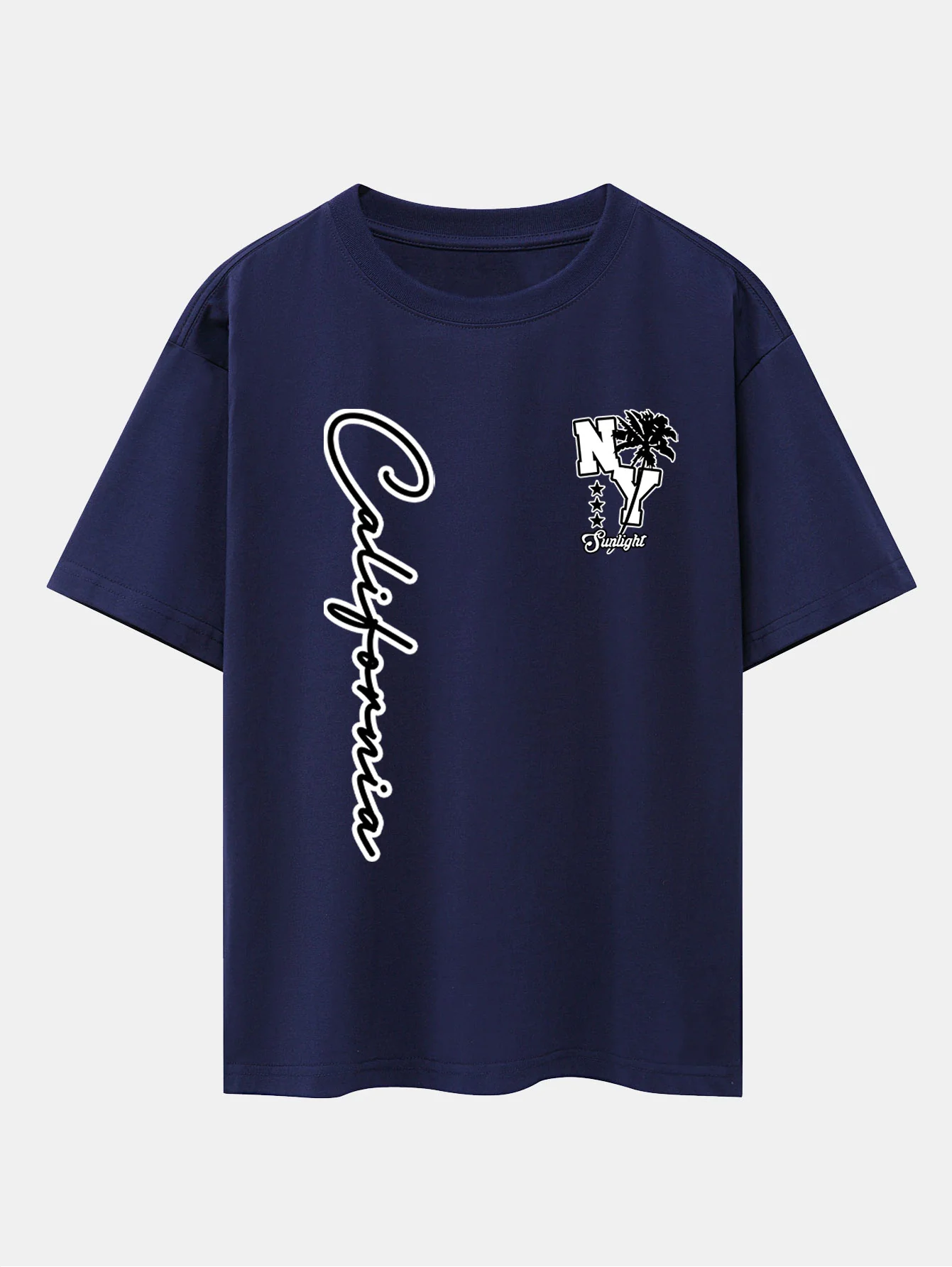 New York Kalifornien Palmenbaum Druck Drop Shoulder Oversize T-Shirt - Image 7