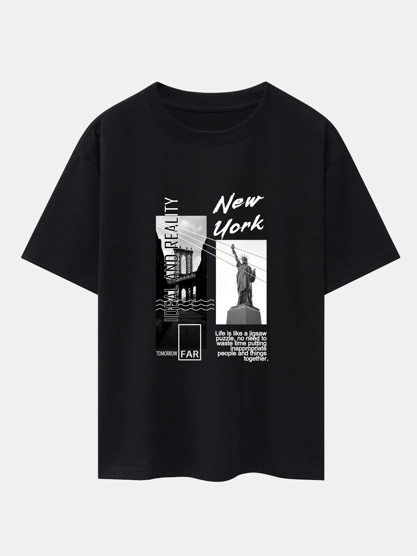 New York City Landschaftsprint Drop Shoulder Oversize T-Shirt