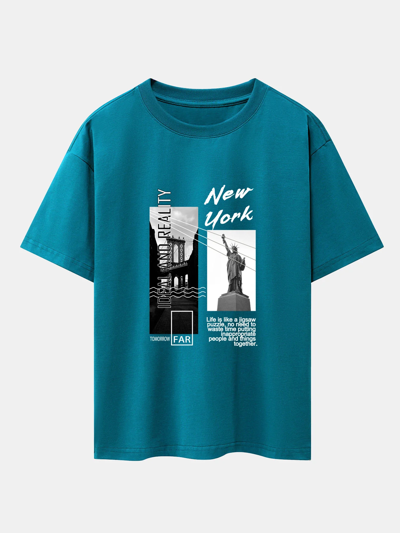 New York City Landschaftsprint Drop Shoulder Oversize T-Shirt - Image 3