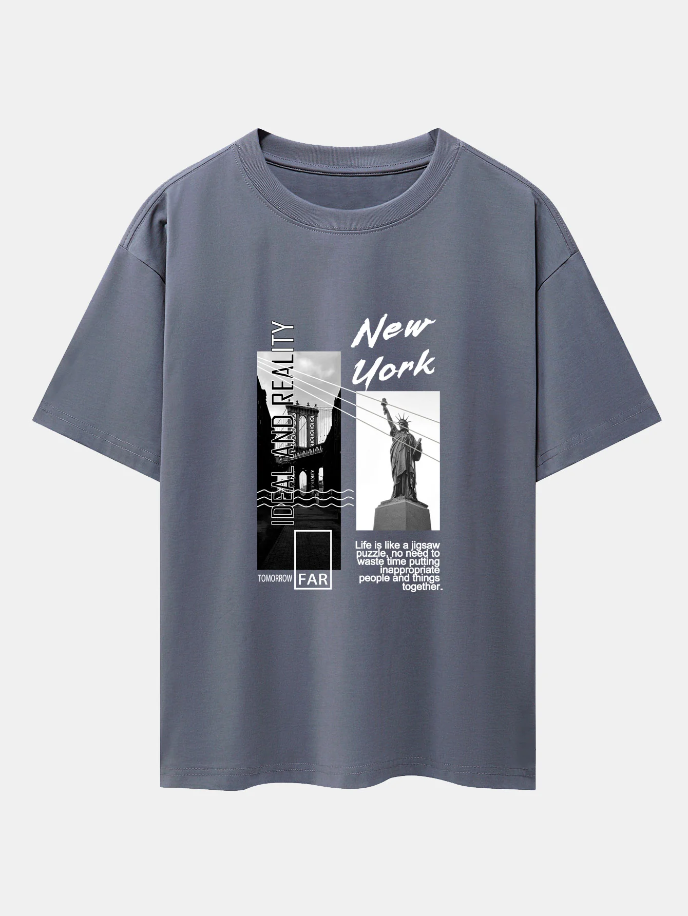 New York City Landschaftsprint Drop Shoulder Oversize T-Shirt - Image 5