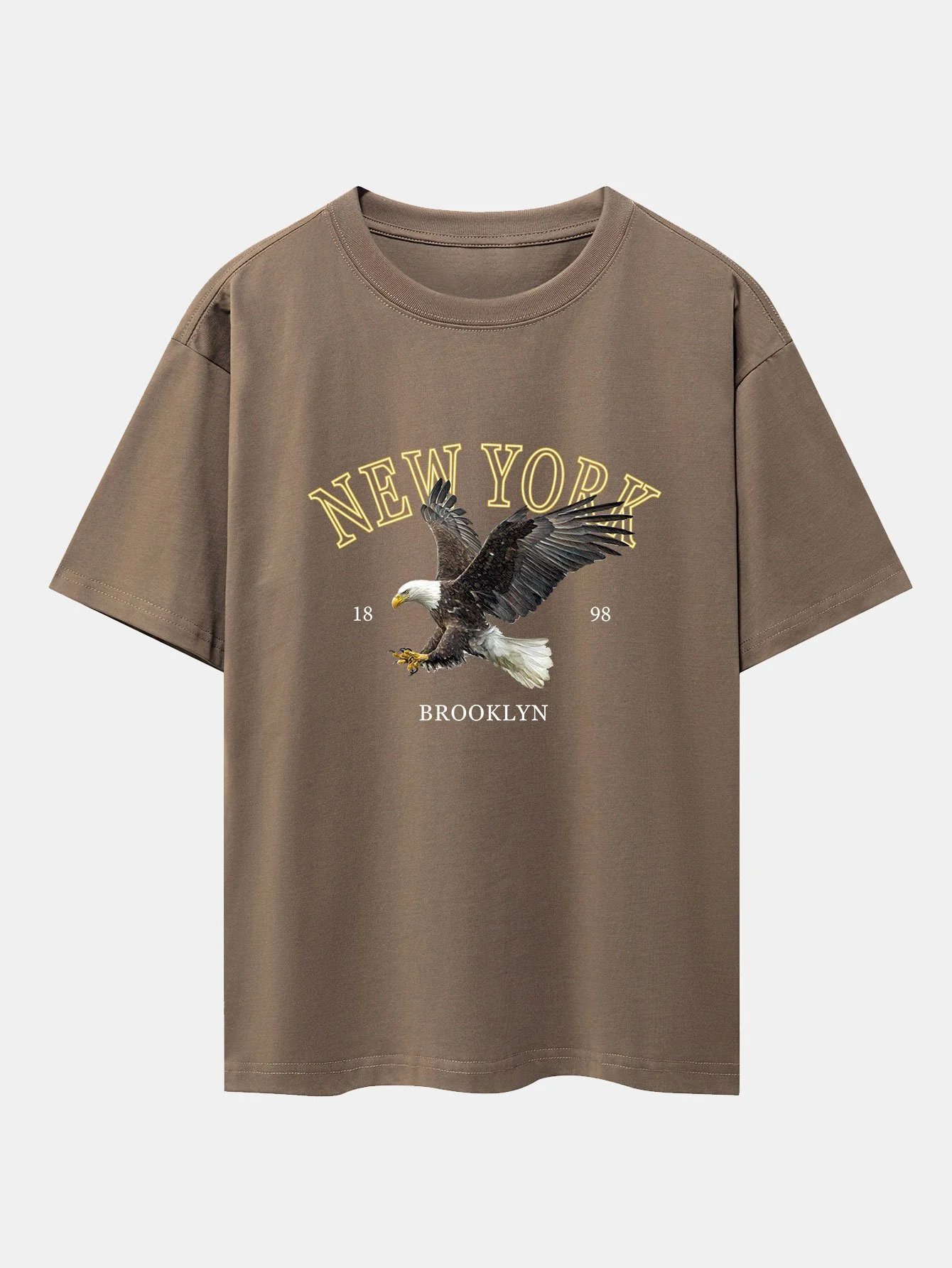 New York Eagle Print Schwergewicht Übergröße T-Shirt