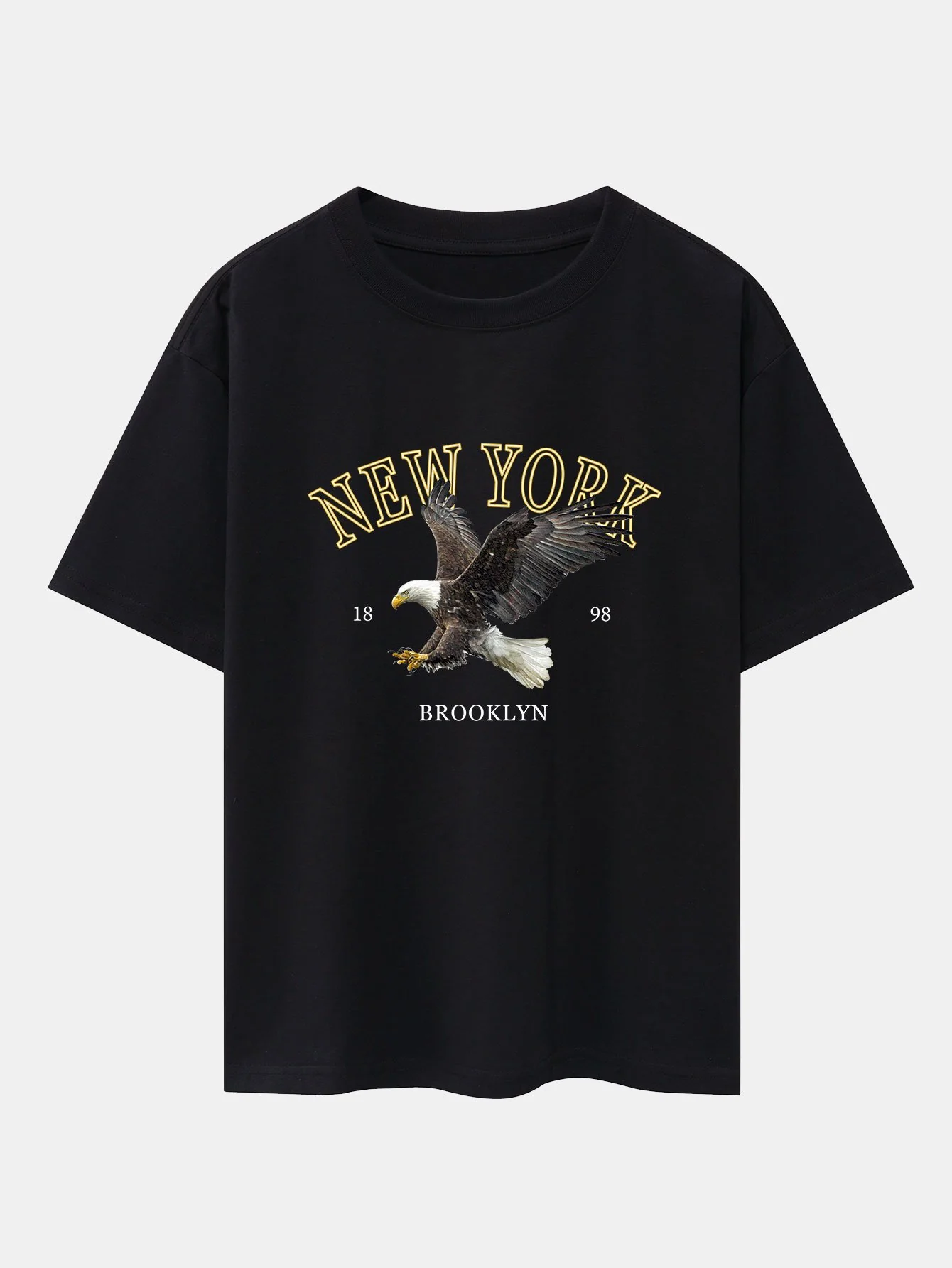 New York Eagle Print Schwergewicht Übergröße T-Shirt - Image 2