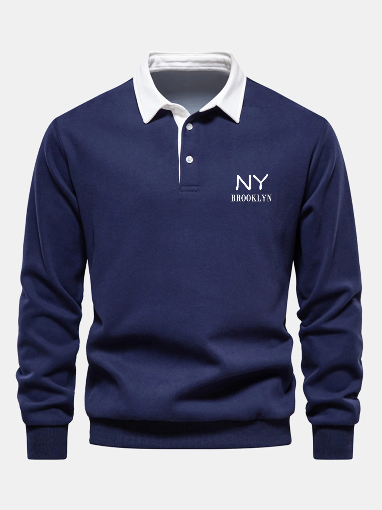 New York Print Kontrast Poloshirts Kragen Sweatshirt