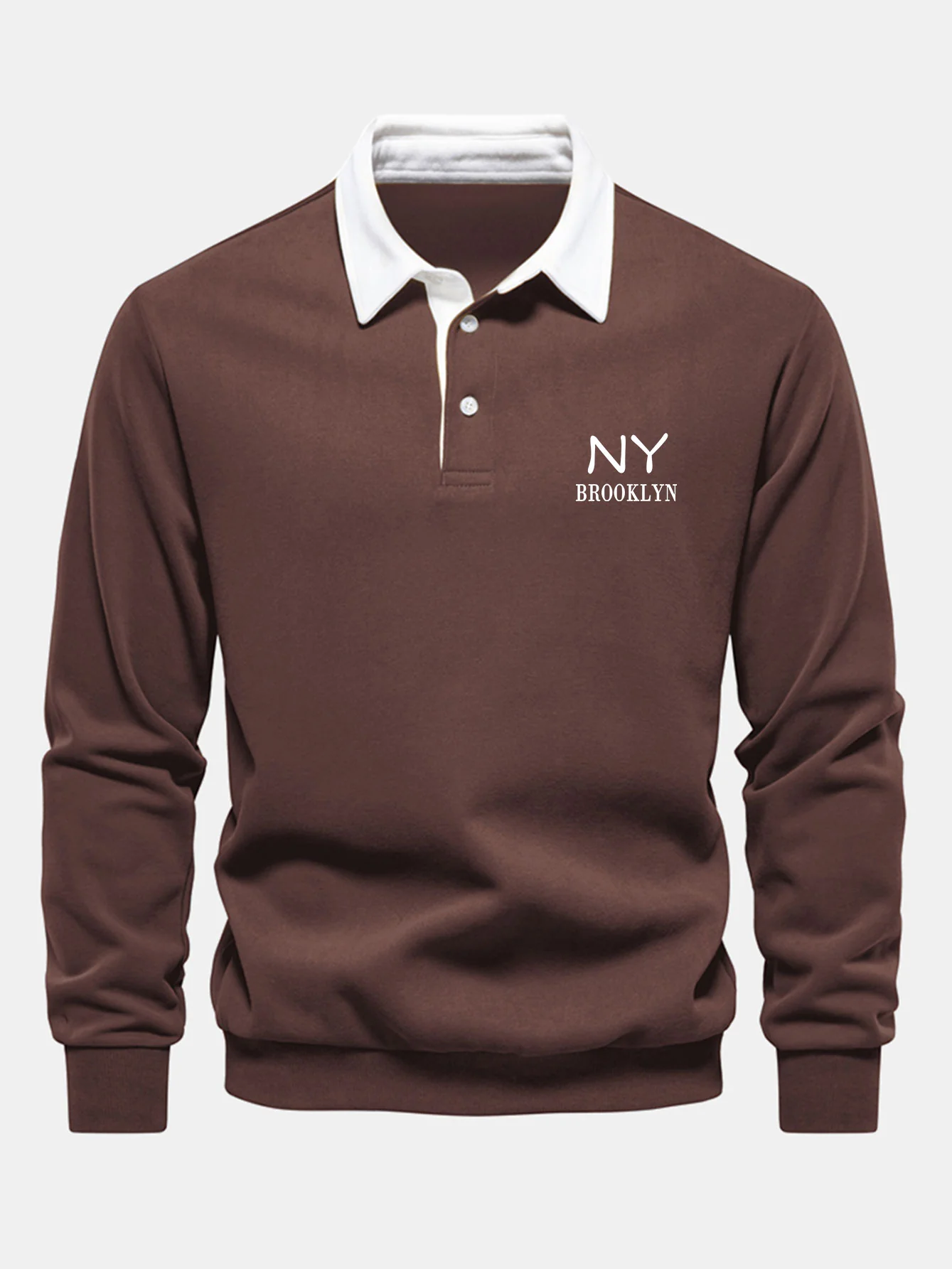 New York Print Kontrast Poloshirts Kragen Sweatshirt - Image 3