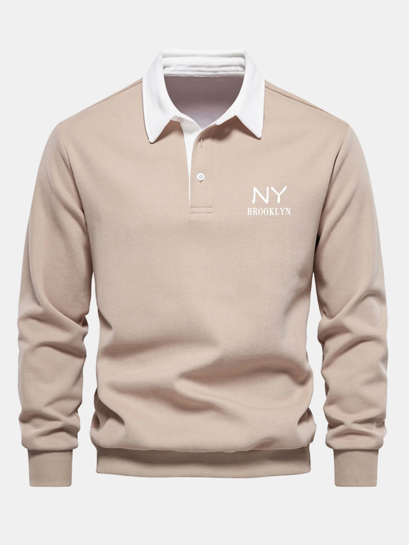 New York Print Kontrast Poloshirts Kragen Sweatshirt - Image 4