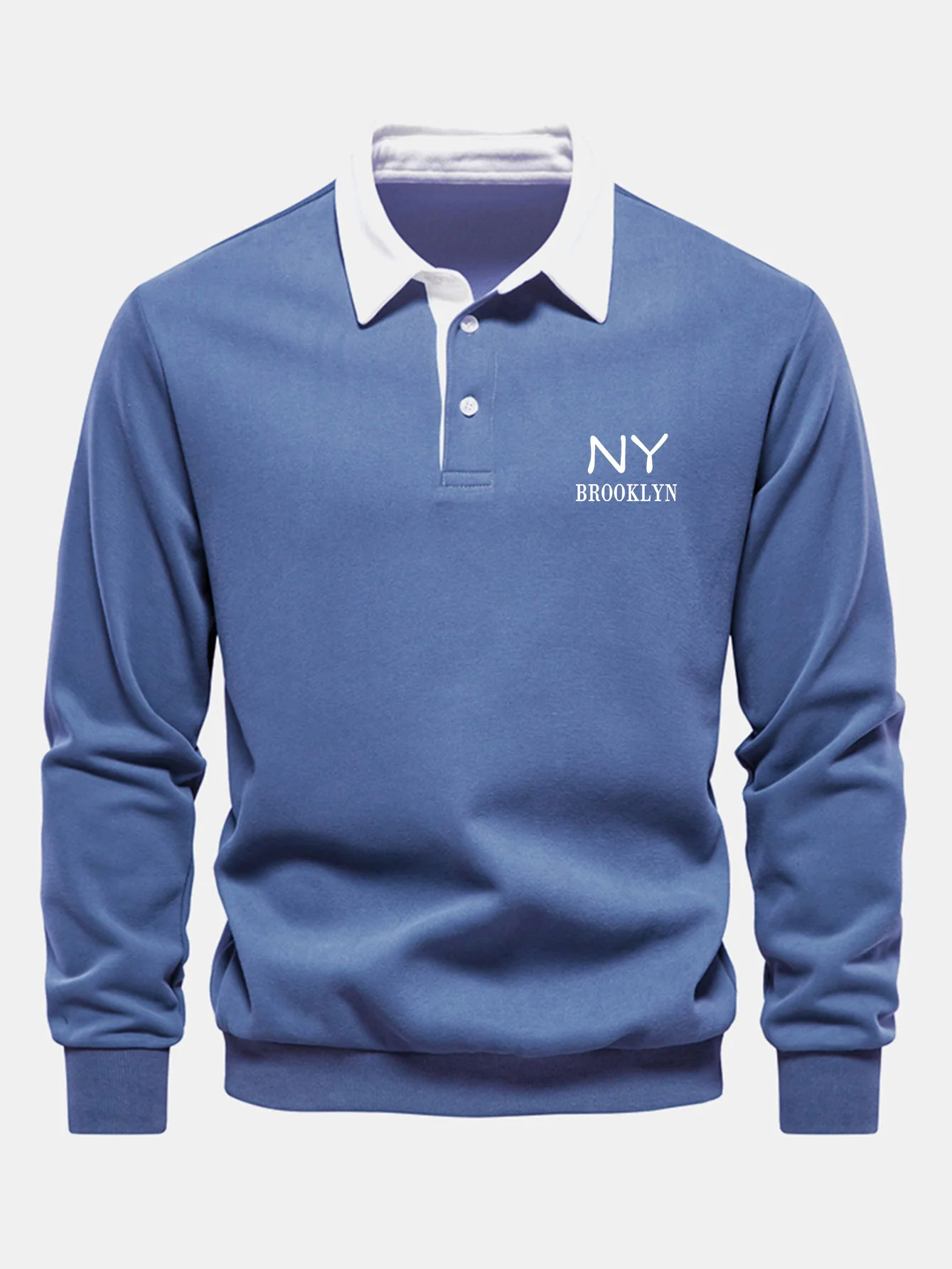 New York Print Kontrast Poloshirts Kragen Sweatshirt - Image 5