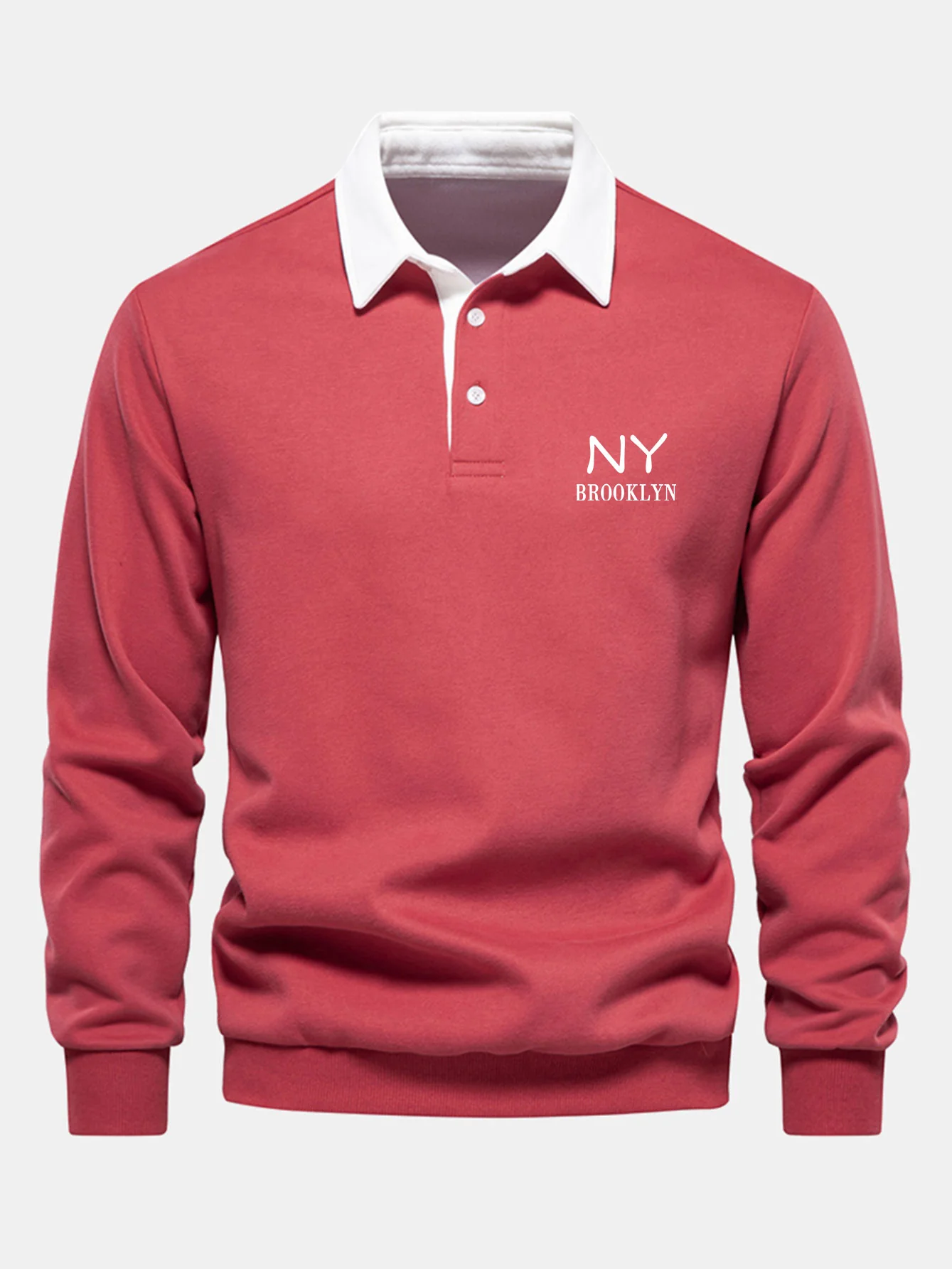 New York Print Kontrast Poloshirts Kragen Sweatshirt - Image 7