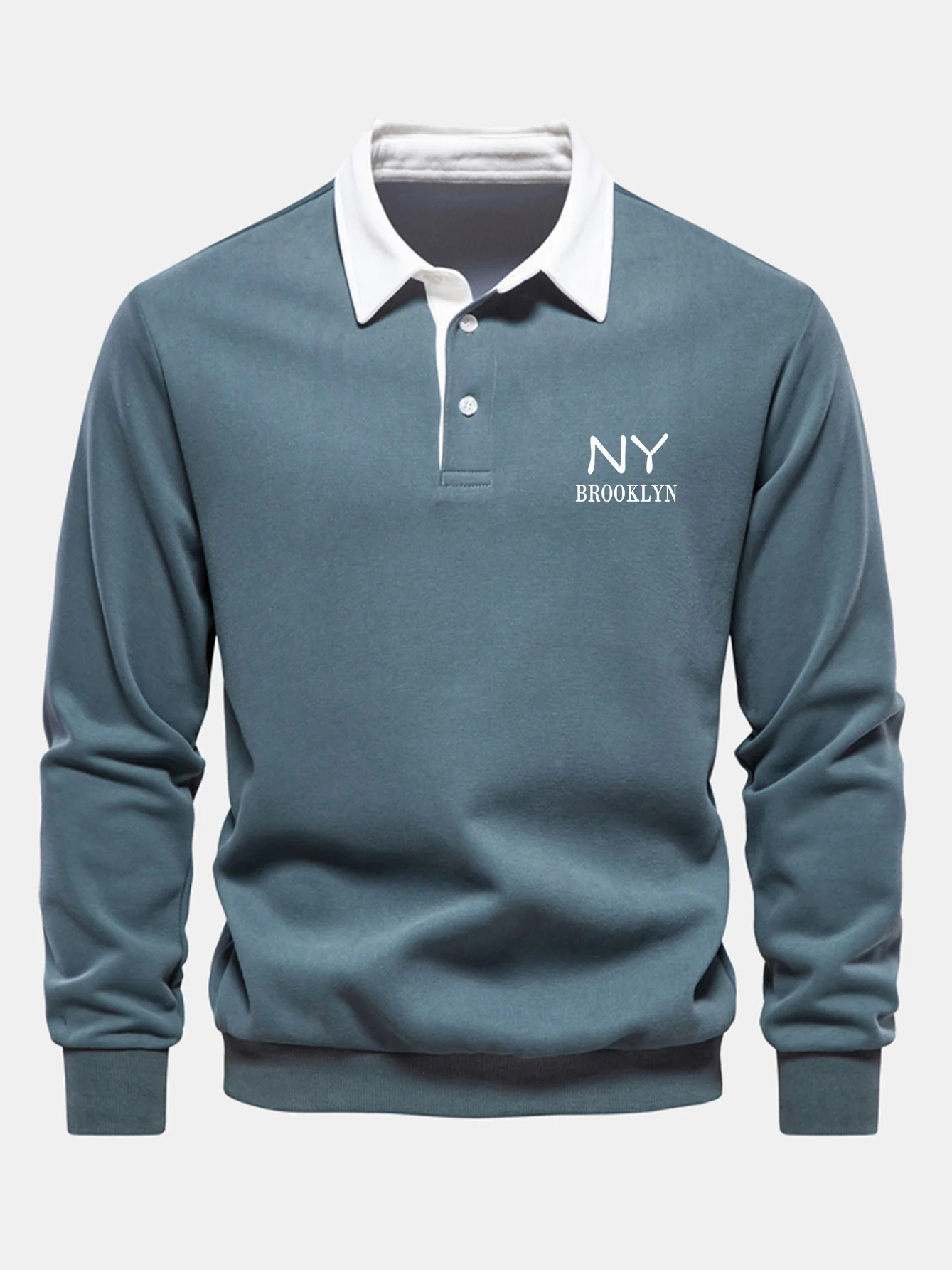 New York Print Kontrast Poloshirts Kragen Sweatshirt - Image 9