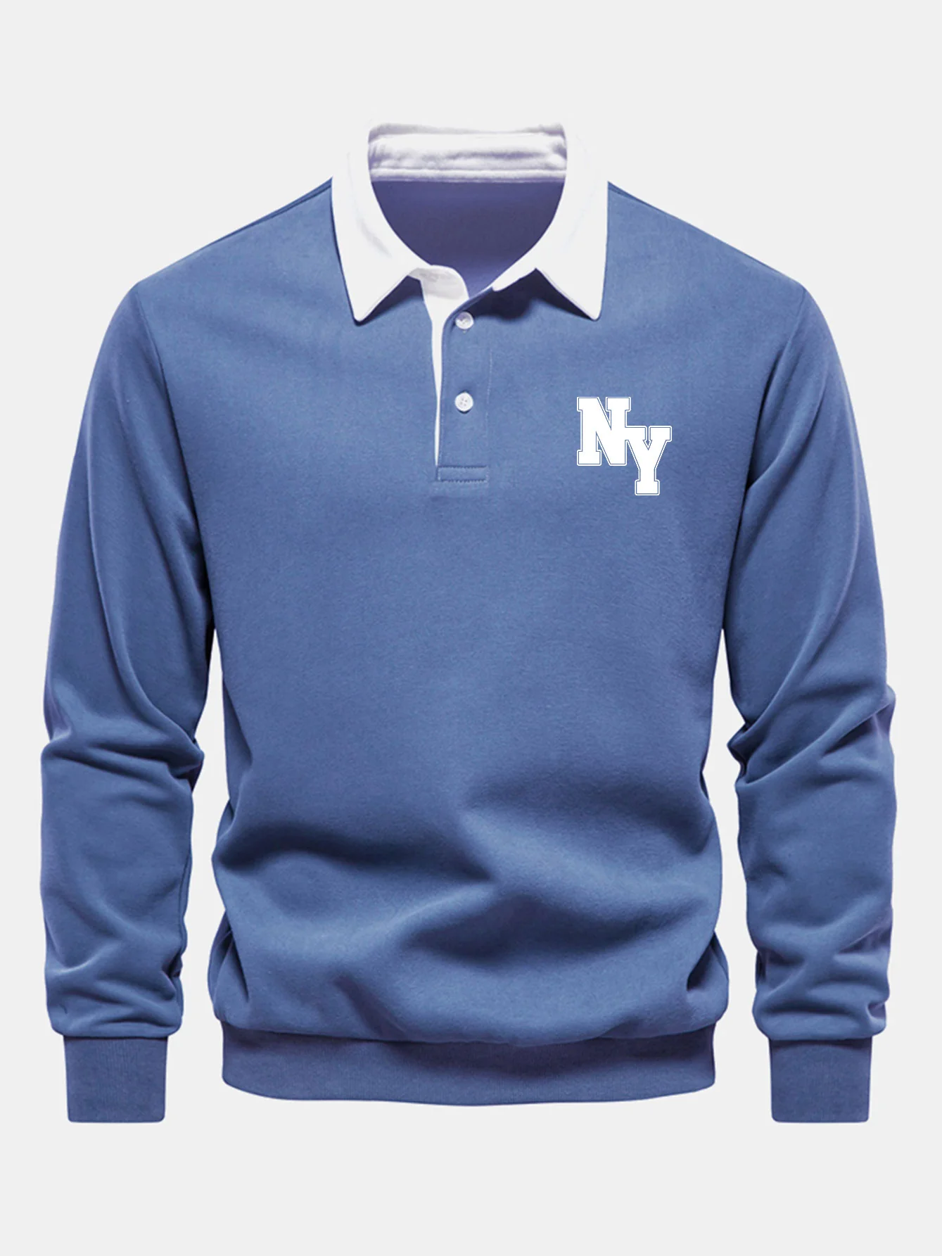 New York Print Kontrast Poloshirts Kragen Sweatshirt - Image 3