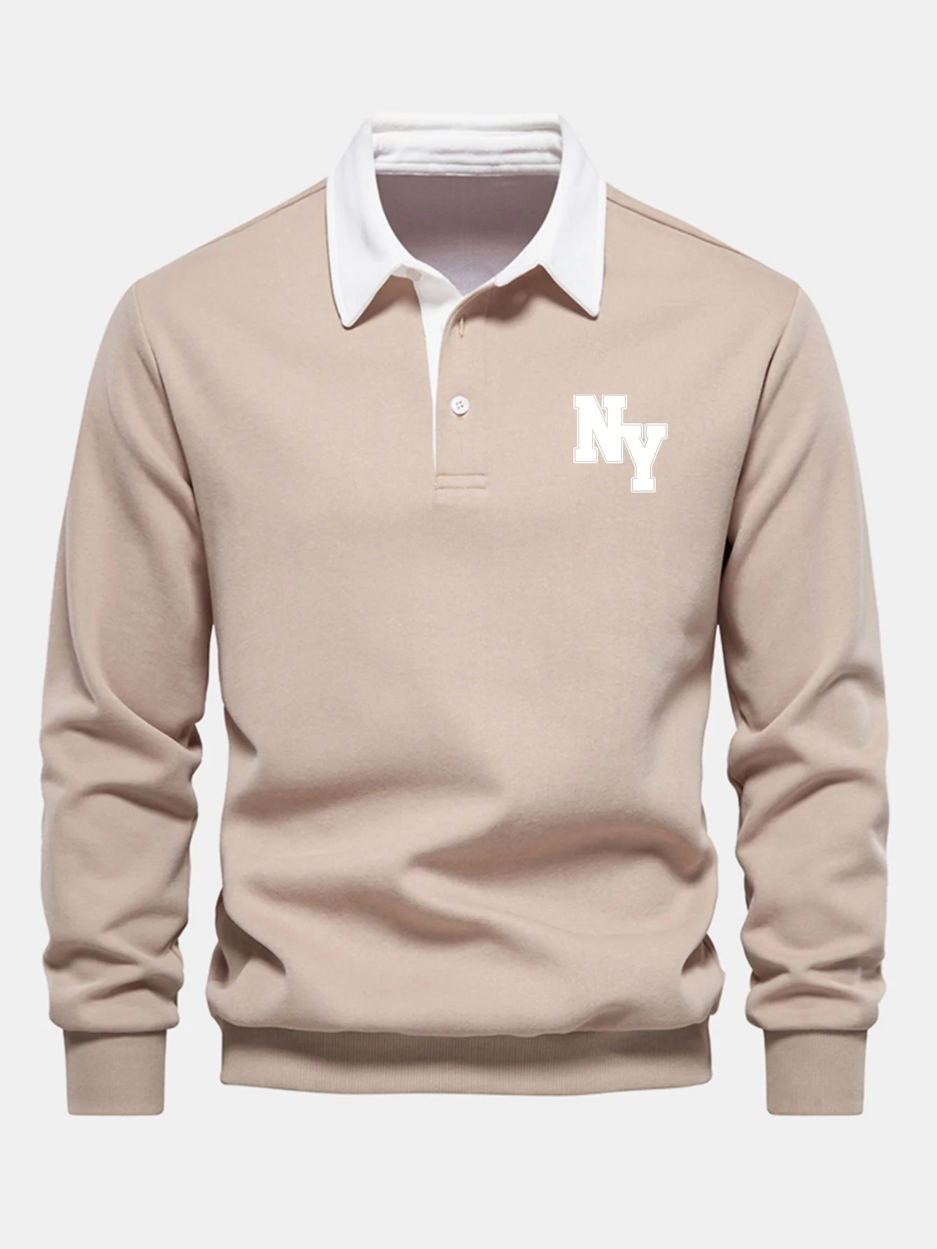 New York Print Kontrast Poloshirts Kragen Sweatshirt - Image 4