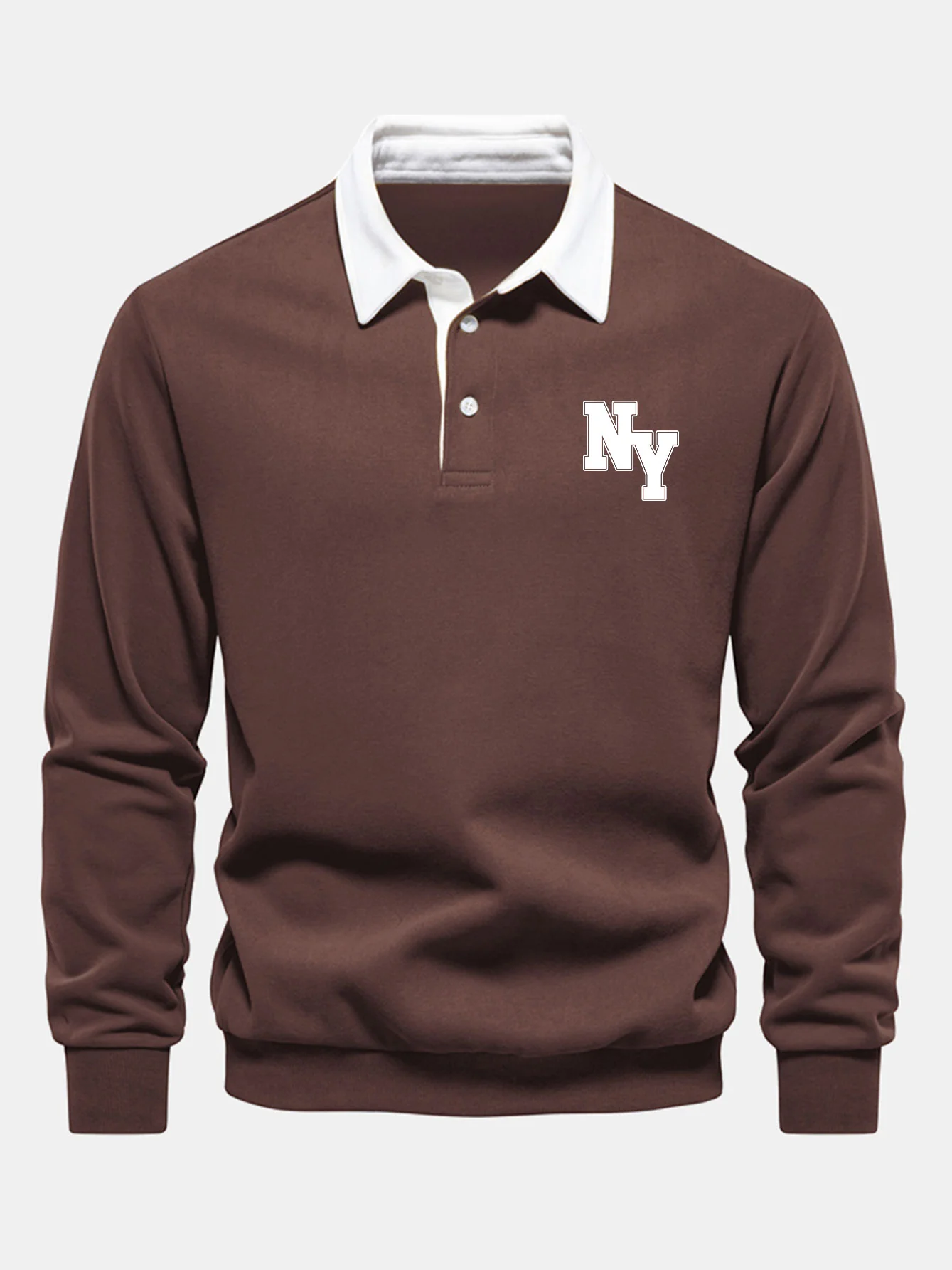 New York Print Kontrast Poloshirts Kragen Sweatshirt - Image 5