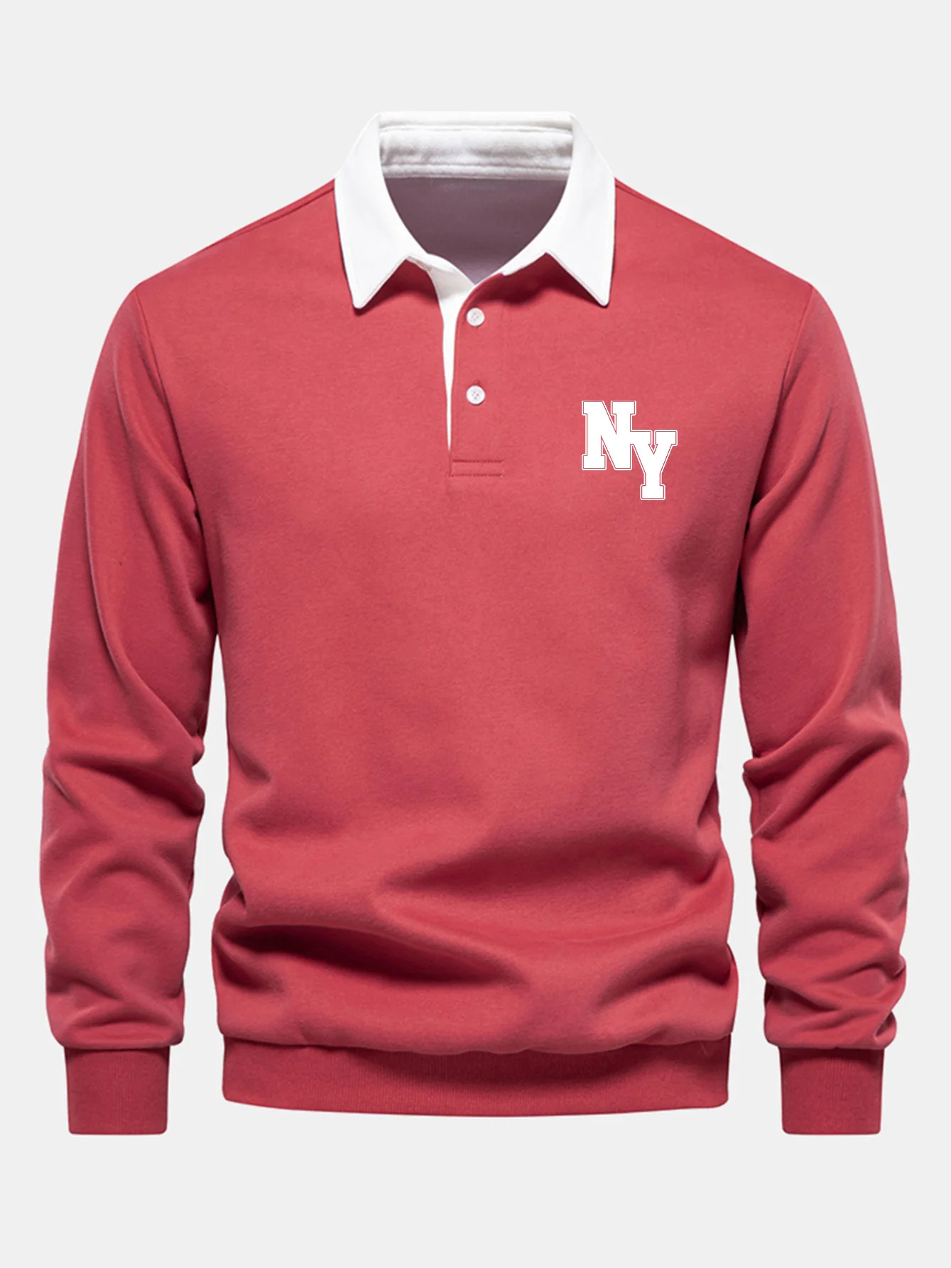 New York Print Kontrast Poloshirts Kragen Sweatshirt - Image 7