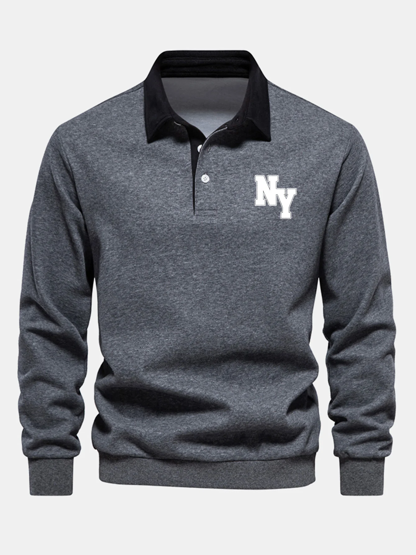 New York Print Kontrast Poloshirts Kragen Sweatshirt - Image 8