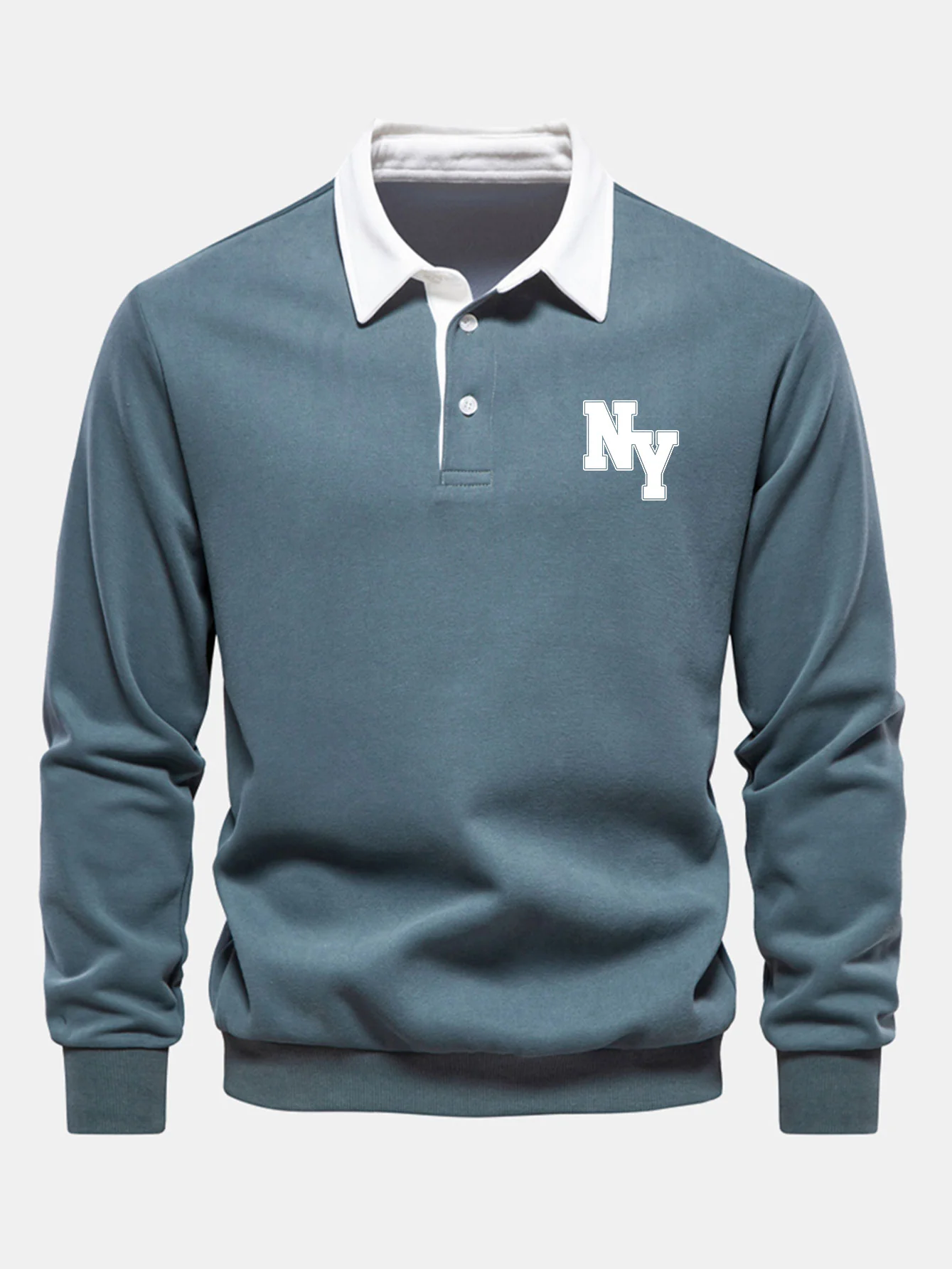New York Print Kontrast Poloshirts Kragen Sweatshirt - Image 9