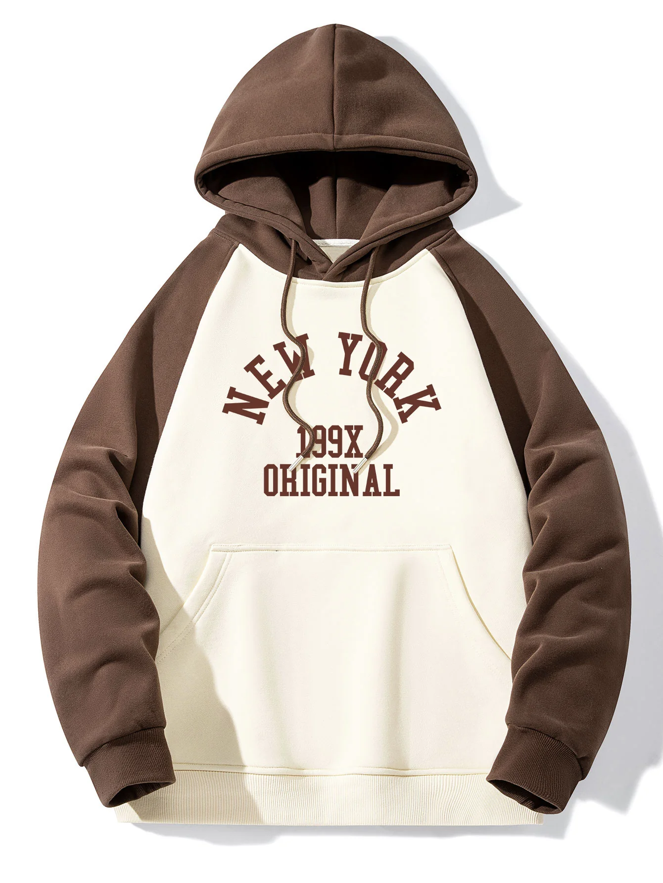 New York Print Patchwork Raglan Hoodie