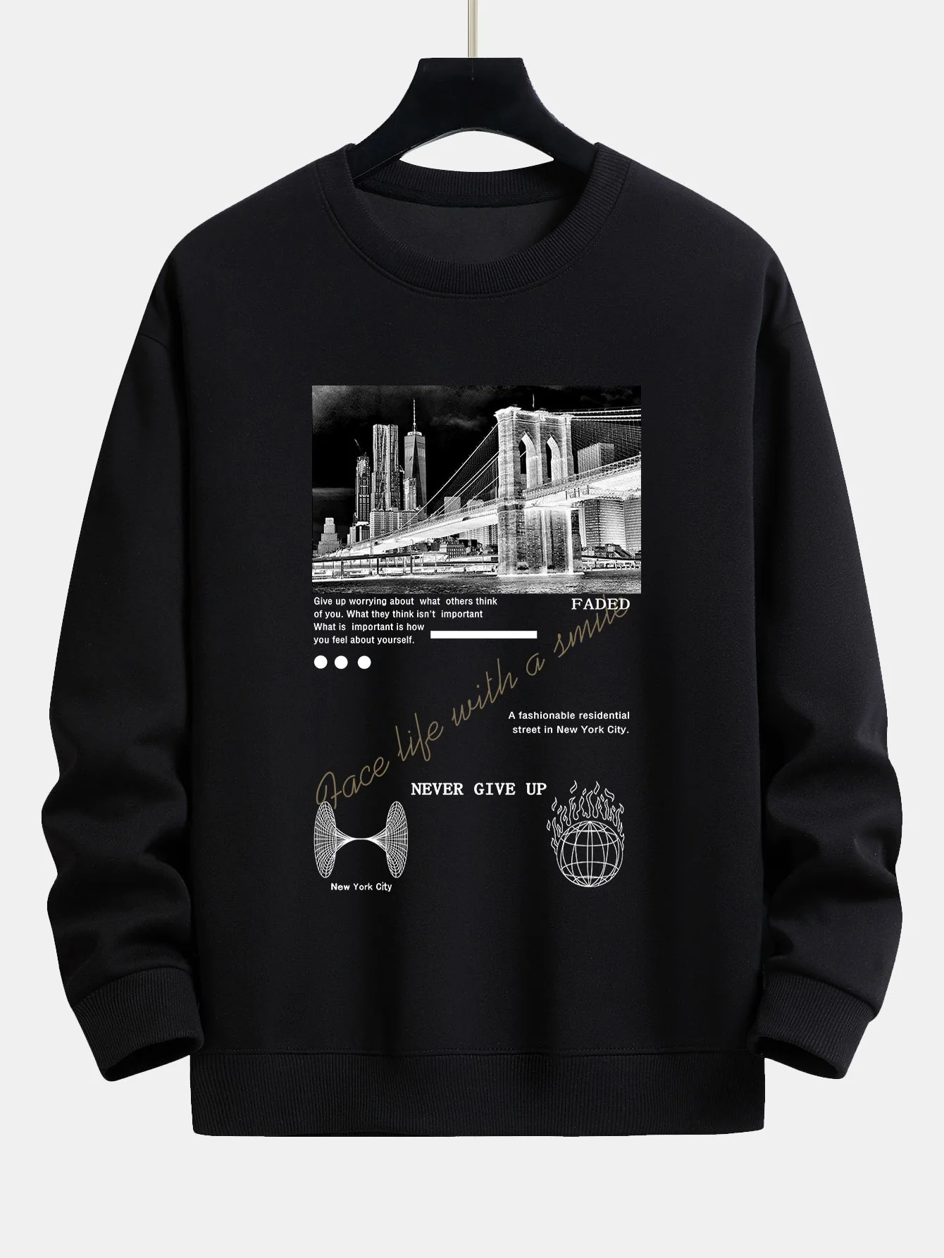 New York Slogan Print Relax Fit Sweatshirt - Image 2