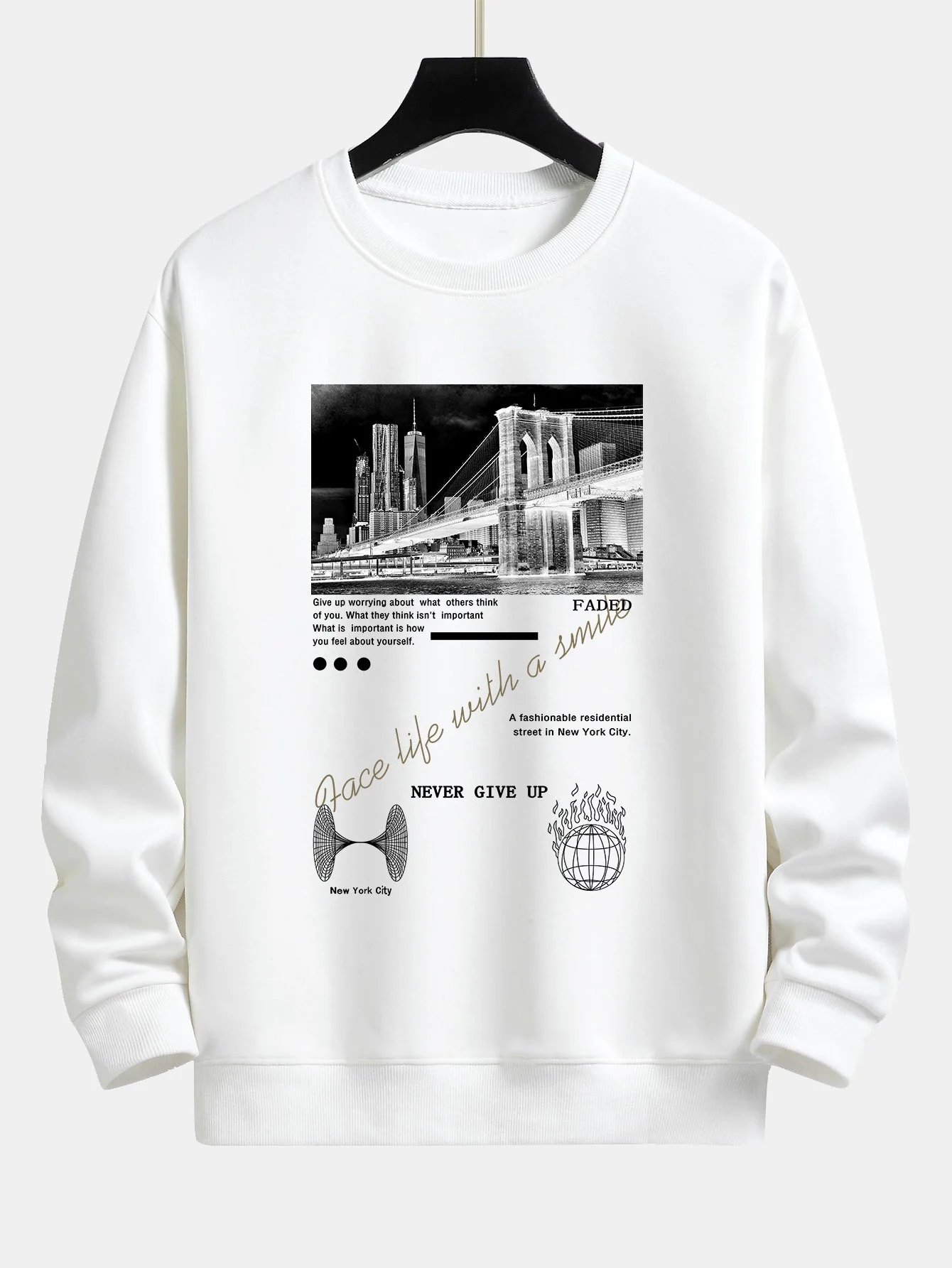New York Slogan Print Relax Fit Sweatshirt - Image 3